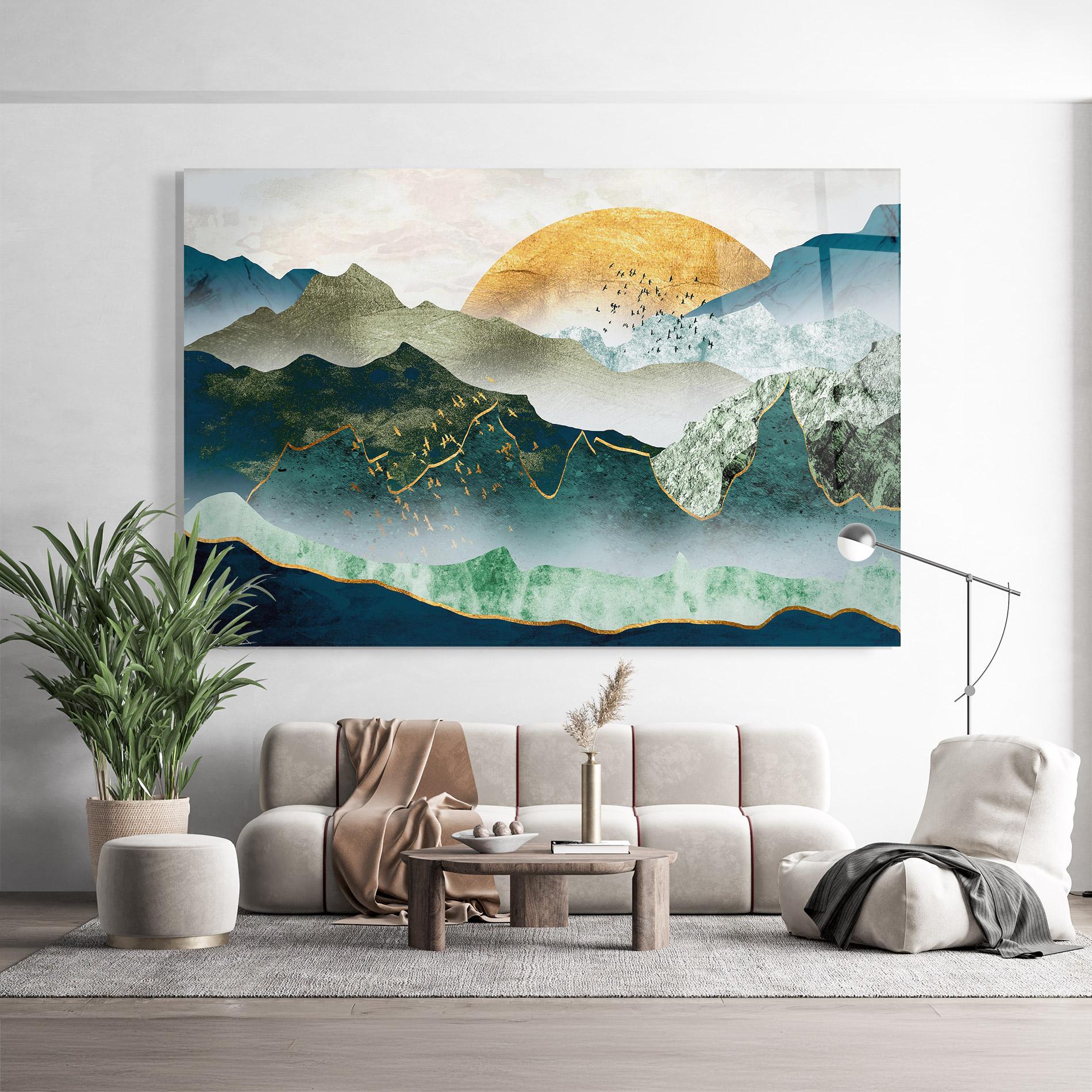 Üvegkép Golden Mountains mockup 9