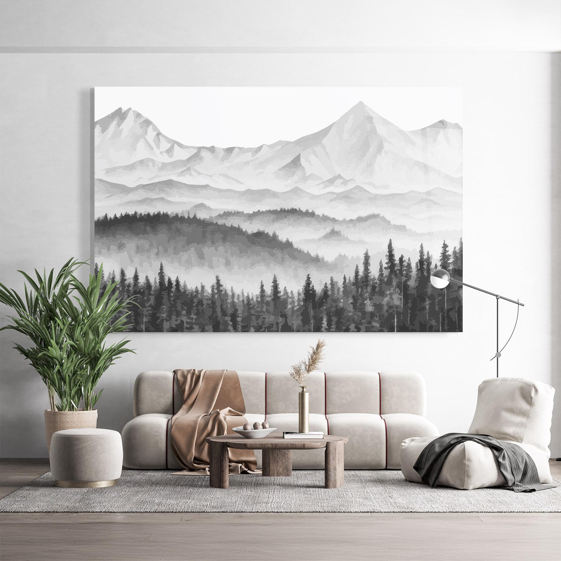 Üvegkép Grey Mountain Drawing mockup 9