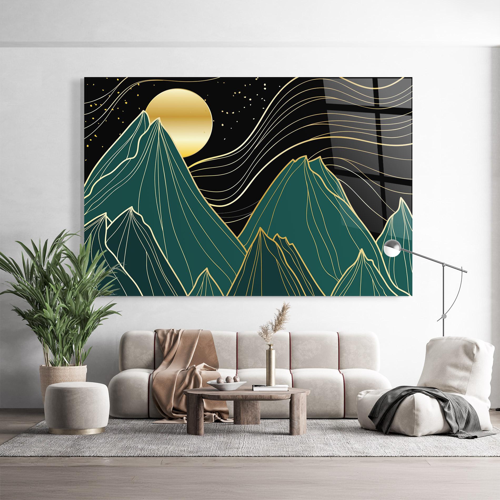 Üvegkép Mountain Gold Moon mockup 9