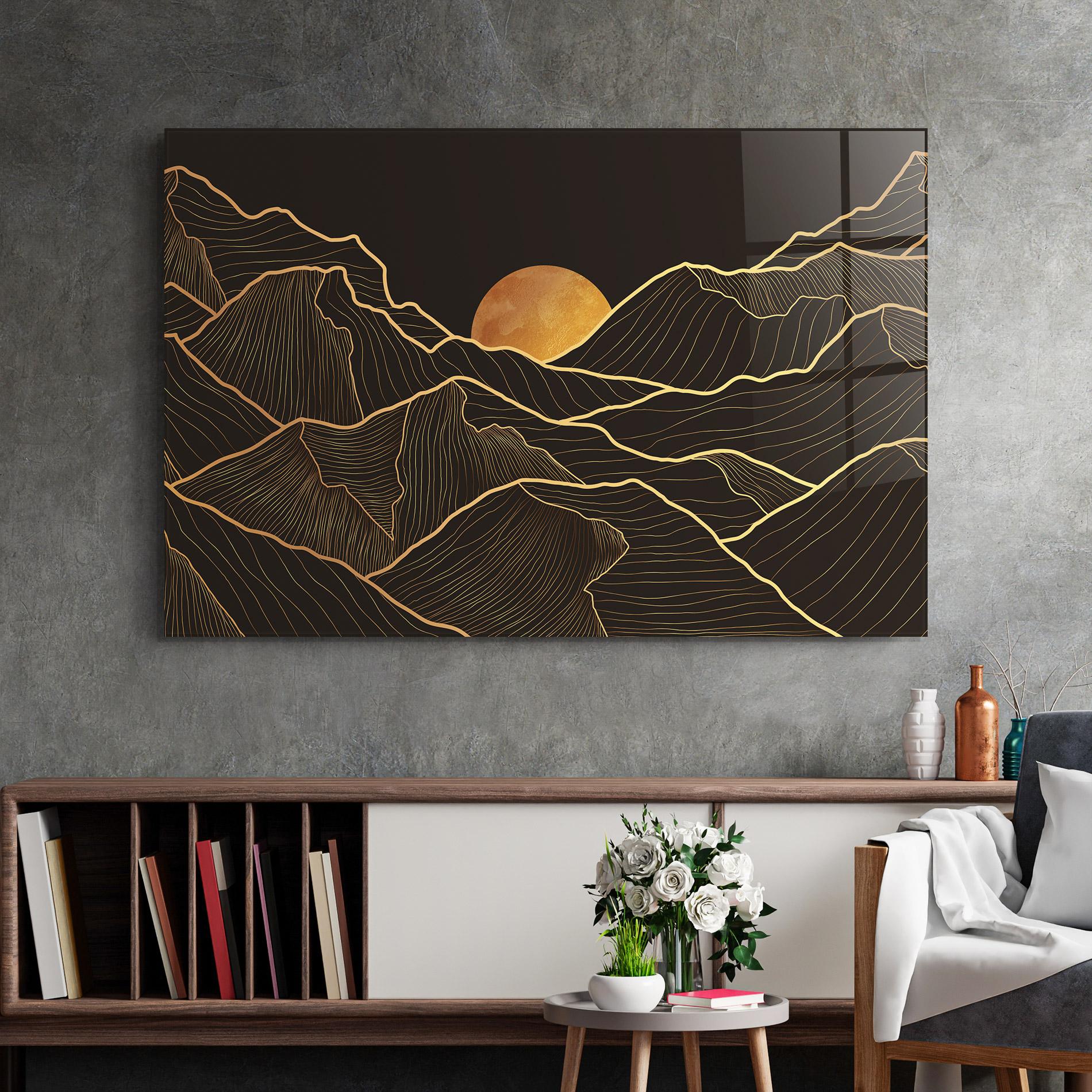 Üvegkép Black Gold Mountains mockup 2
