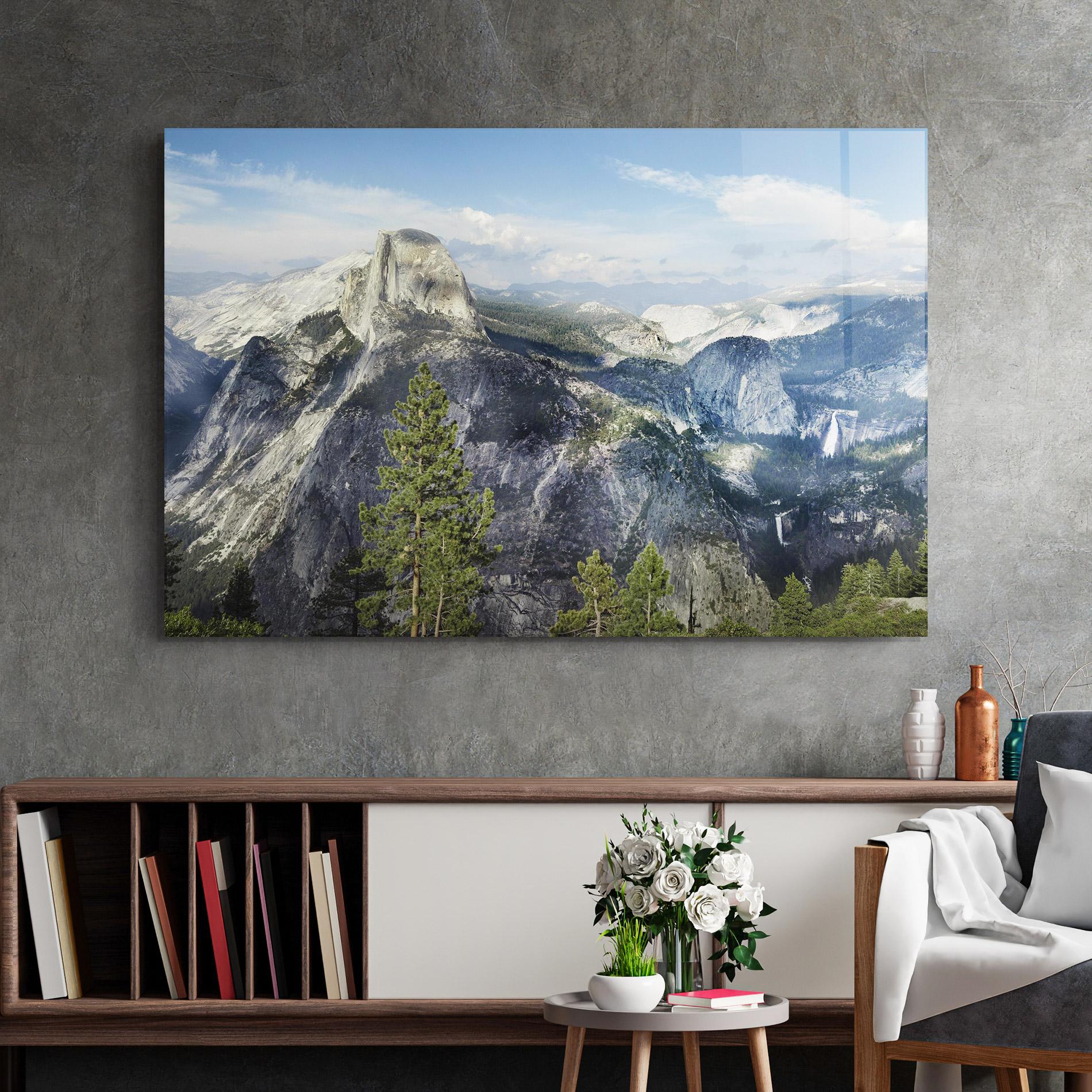 Üvegkép Foggy Day Mountain mockup 2