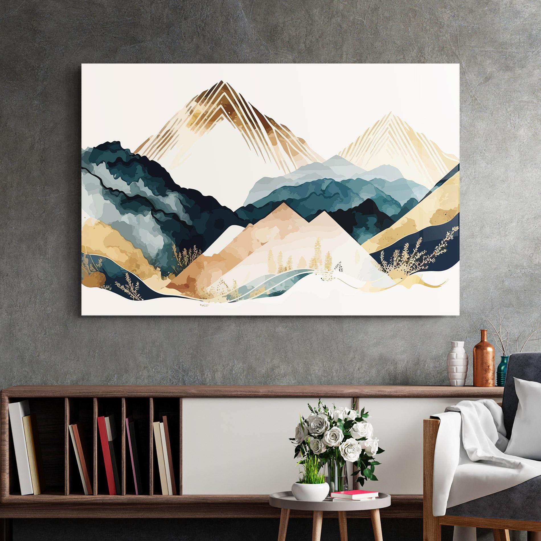 Üvegkép Gold Green Mountain mockup 2