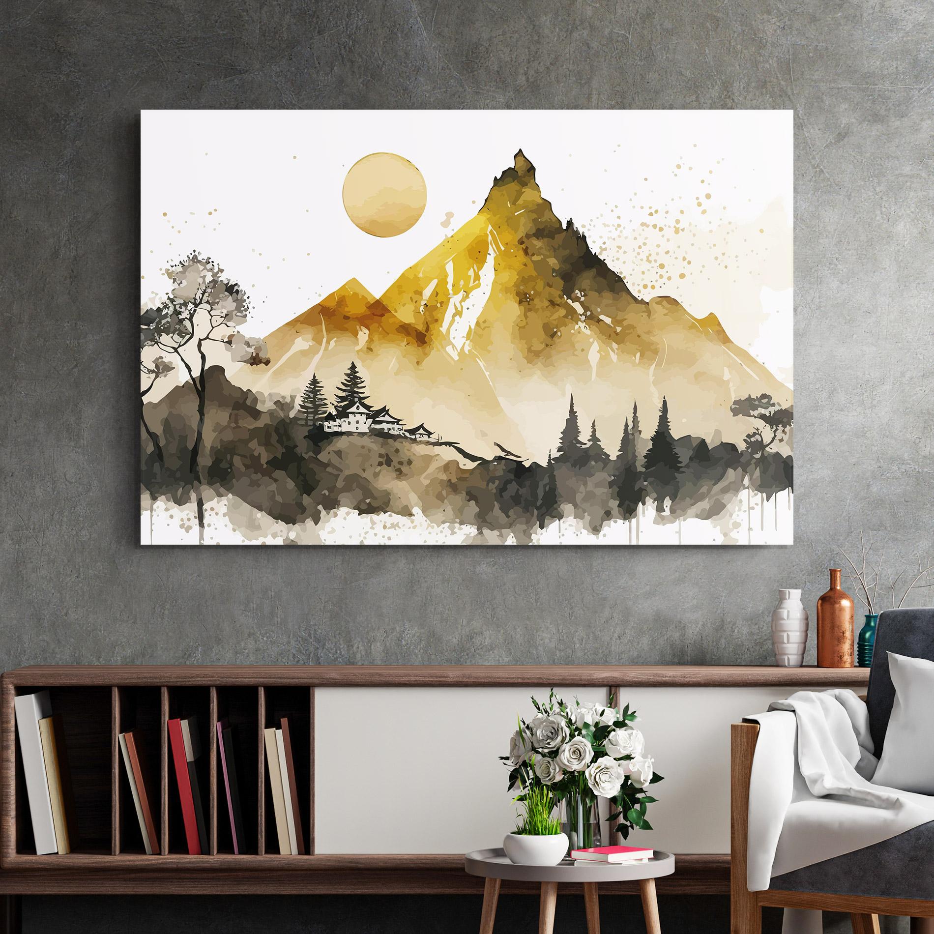 Üvegkép Gold Mountain Art mockup 2