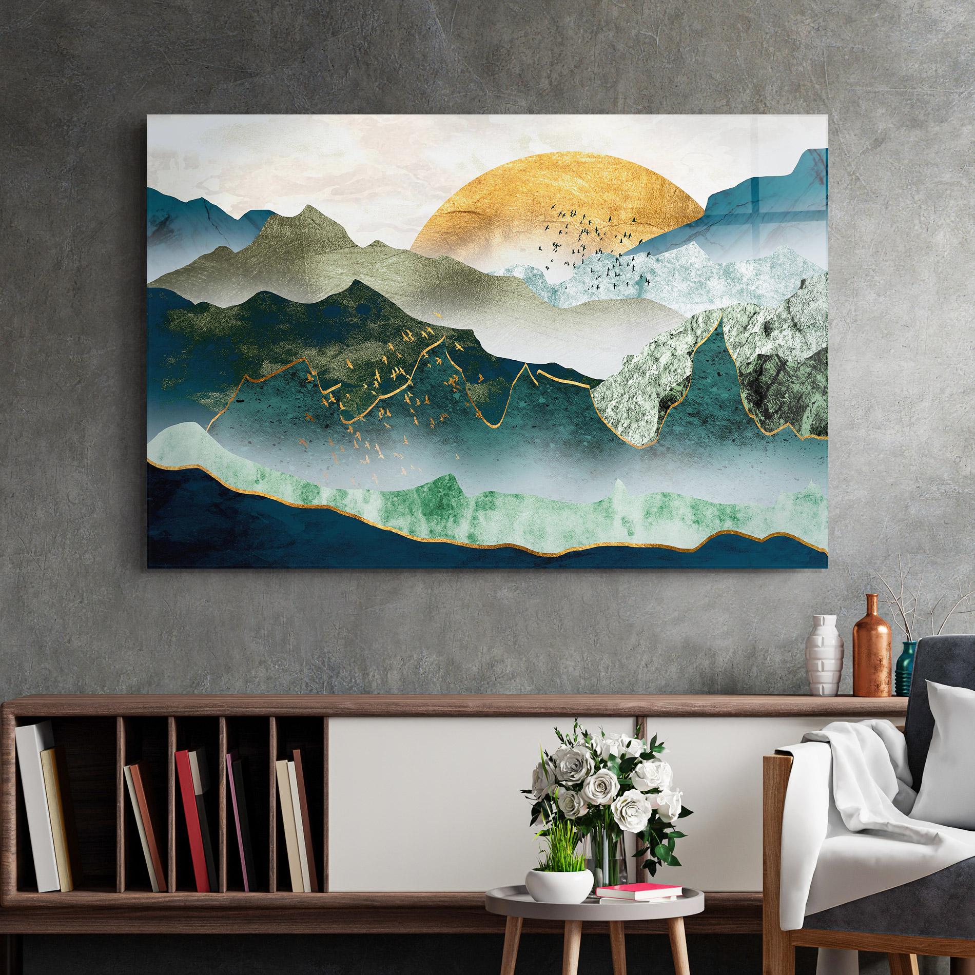 Üvegkép Golden Mountains mockup 2