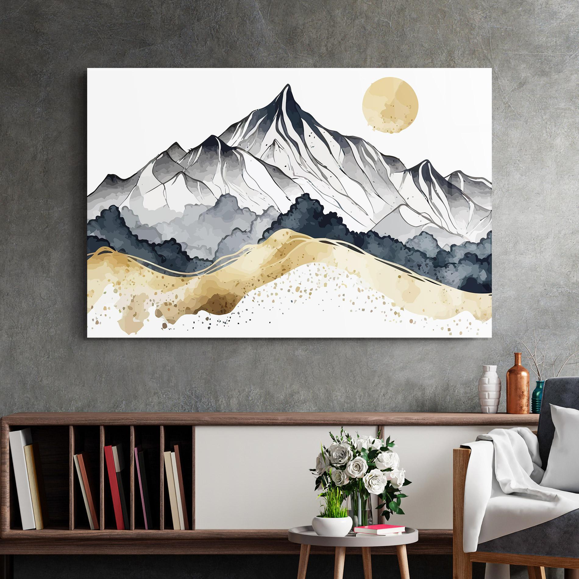 Üvegkép Grey Gold Mountain mockup 2