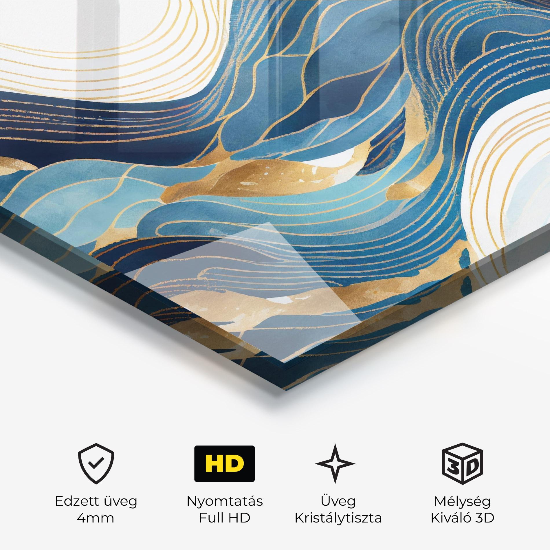 Üvegkép Blue Wave Mountain mockup 3