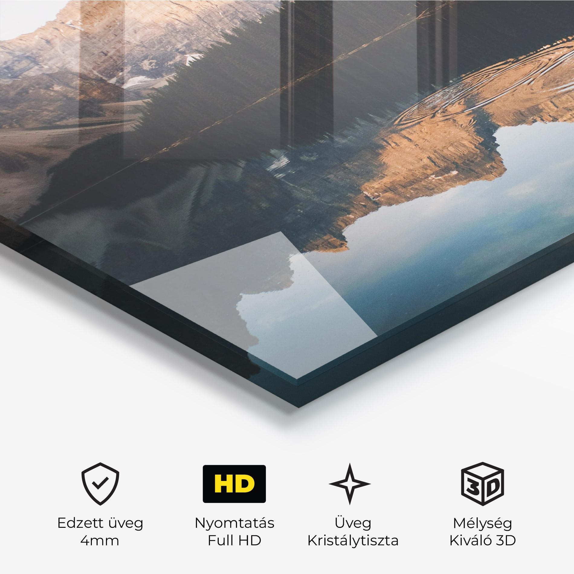 Üvegkép Brown Mountain Lake mockup 3