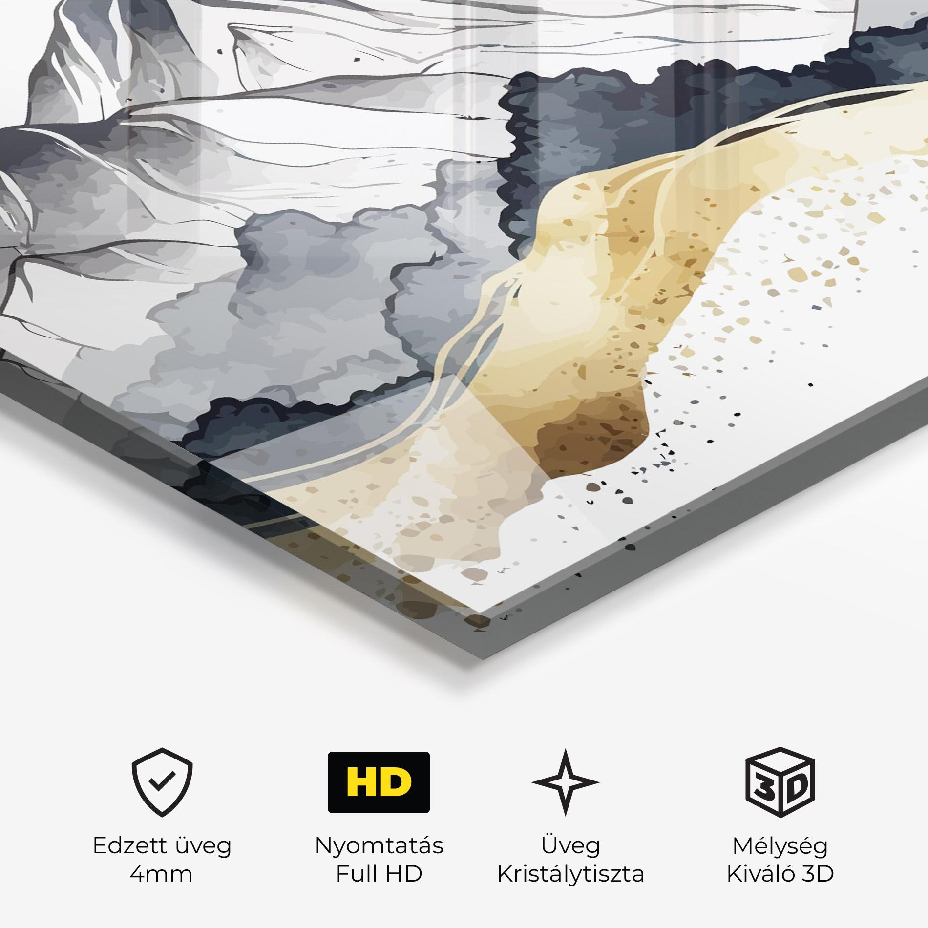 Üvegkép Grey Gold Mountain mockup 3