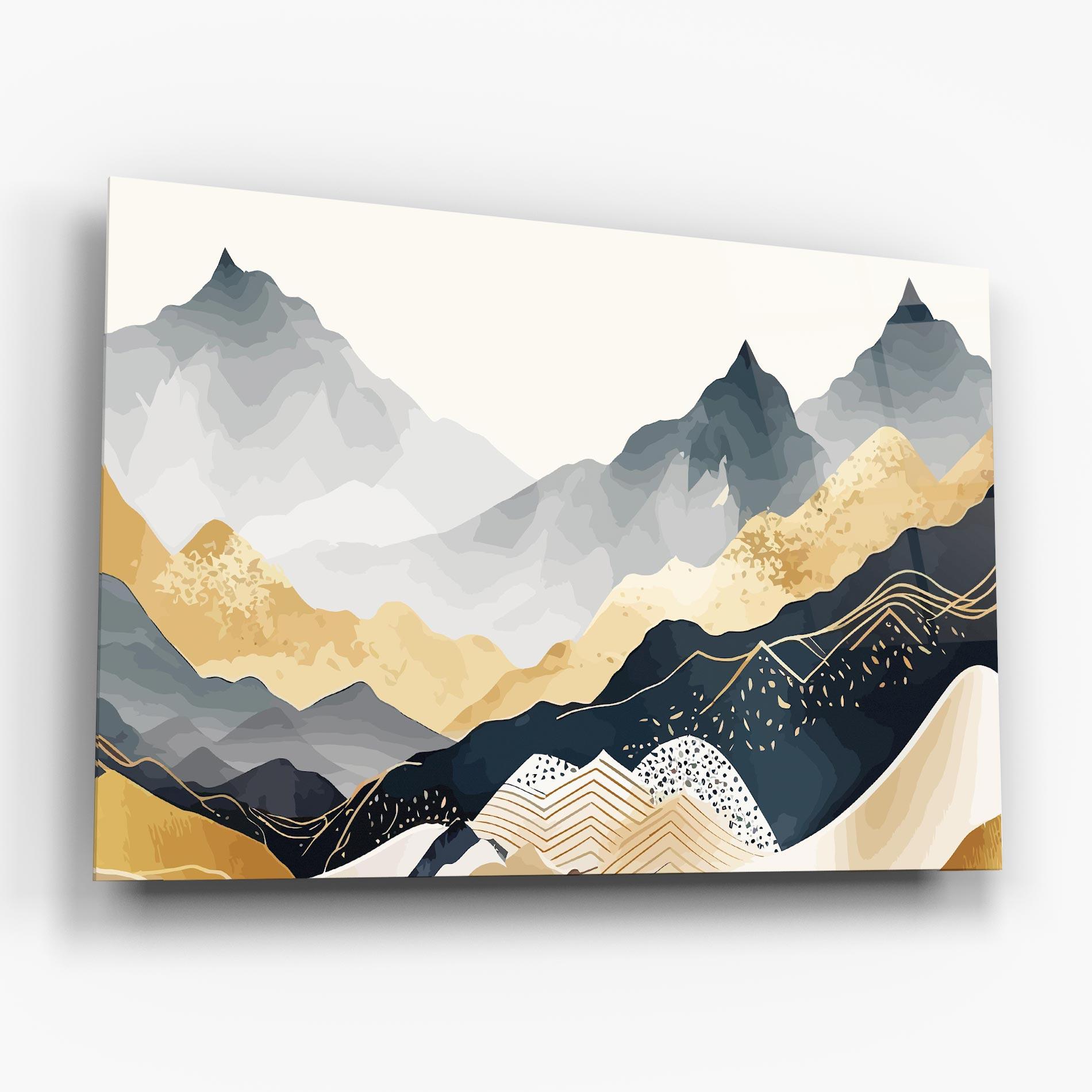Üvegkép Blue Gold Mountain mockup 6