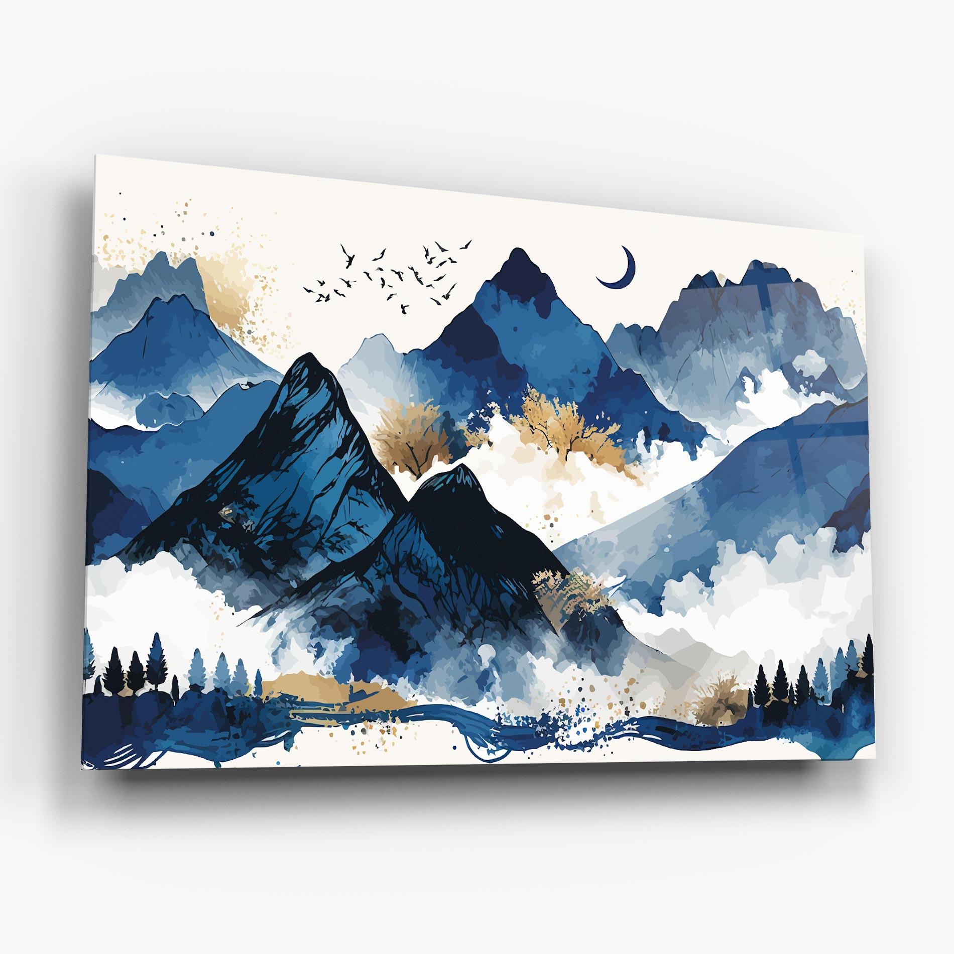 Üvegkép Blue Mountain Moon mockup 6