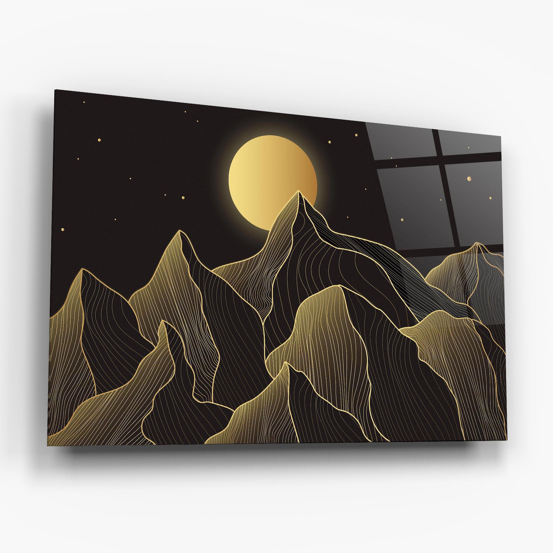 Üvegkép Gold Shiny Moon mockup 6