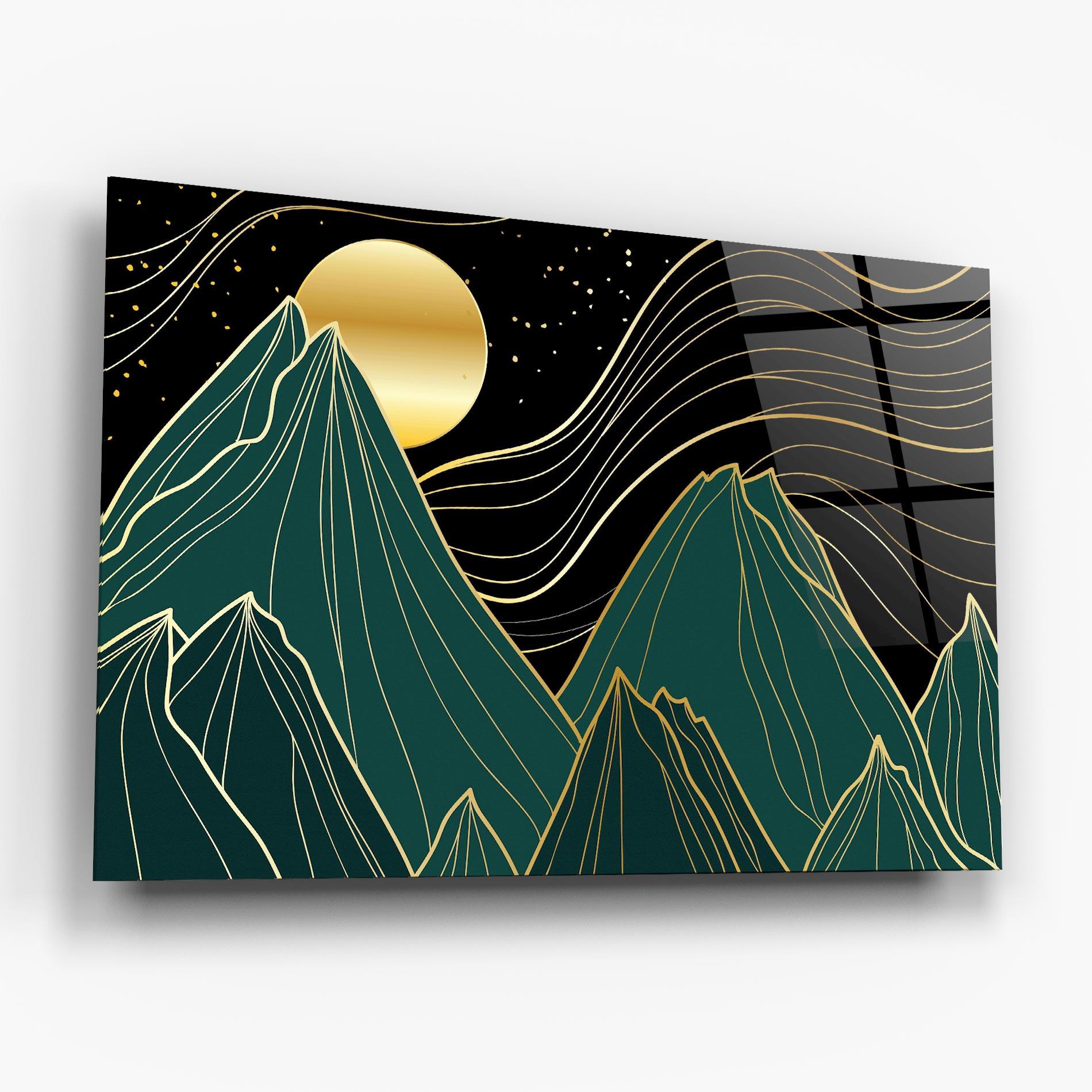Üvegkép Mountain Gold Moon mockup 6