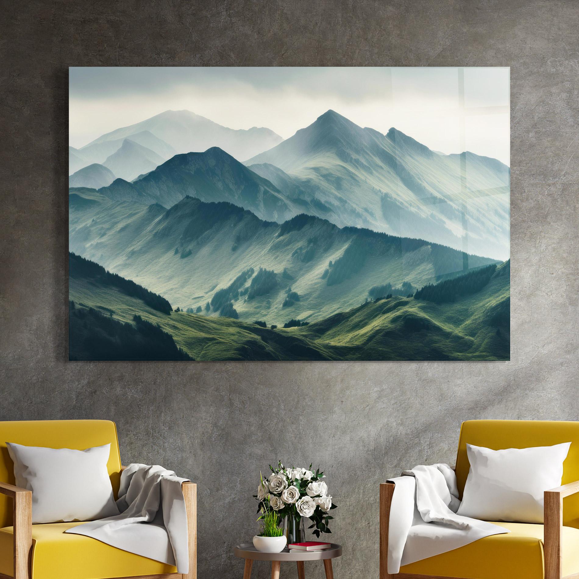 Üvegkép Amazing Foggy Mountain mockup 4