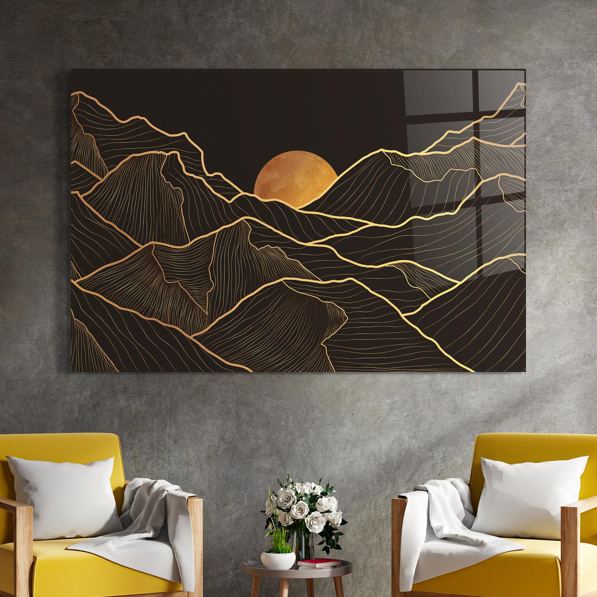 Üvegkép Black Gold Mountains mockup 4