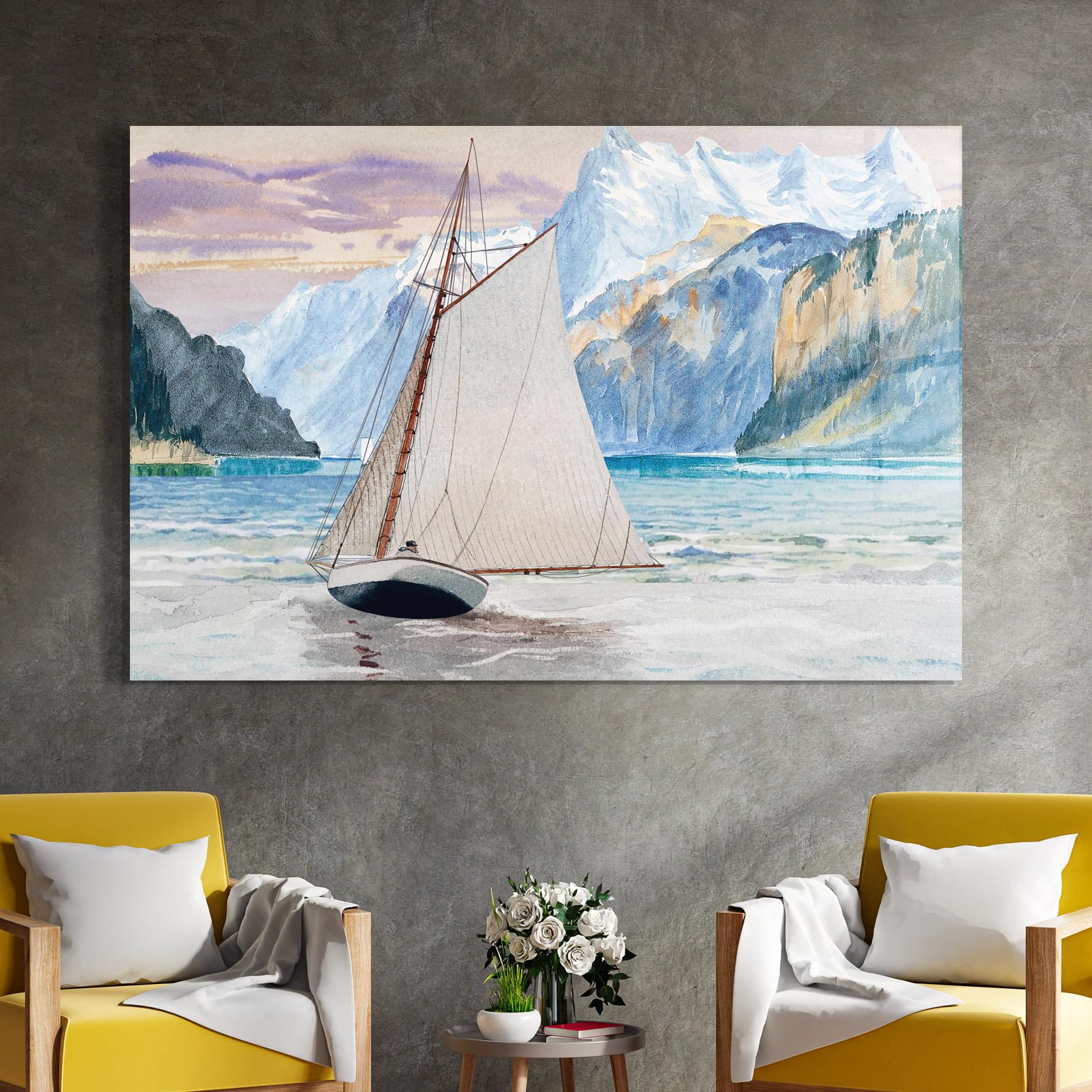 Üvegkép Boat Mountain View mockup 4