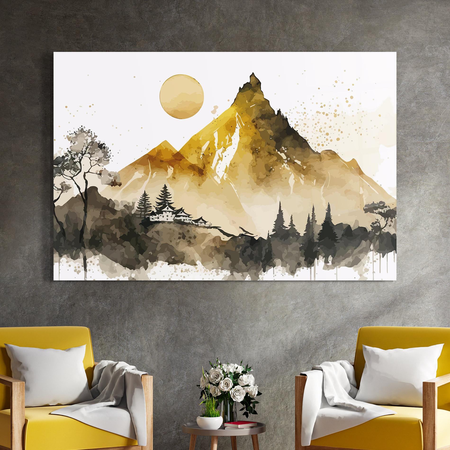 Üvegkép Gold Mountain Art mockup 4