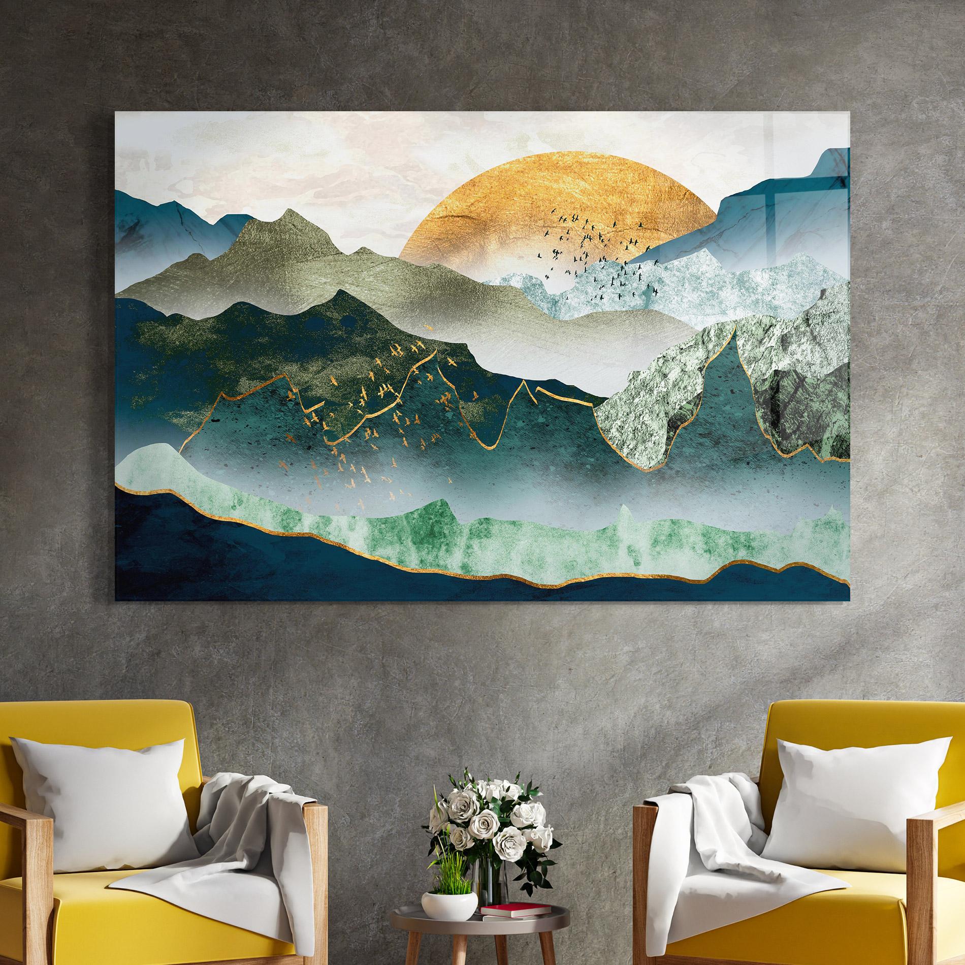 Üvegkép Golden Mountains mockup 4