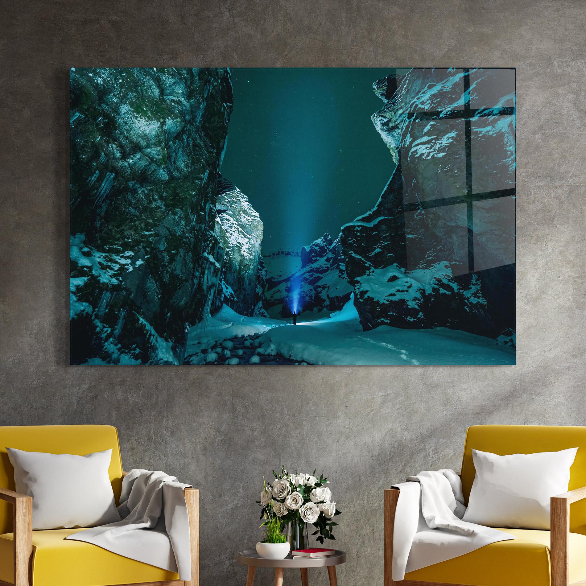 Üvegkép Green Light Mountain mockup 4