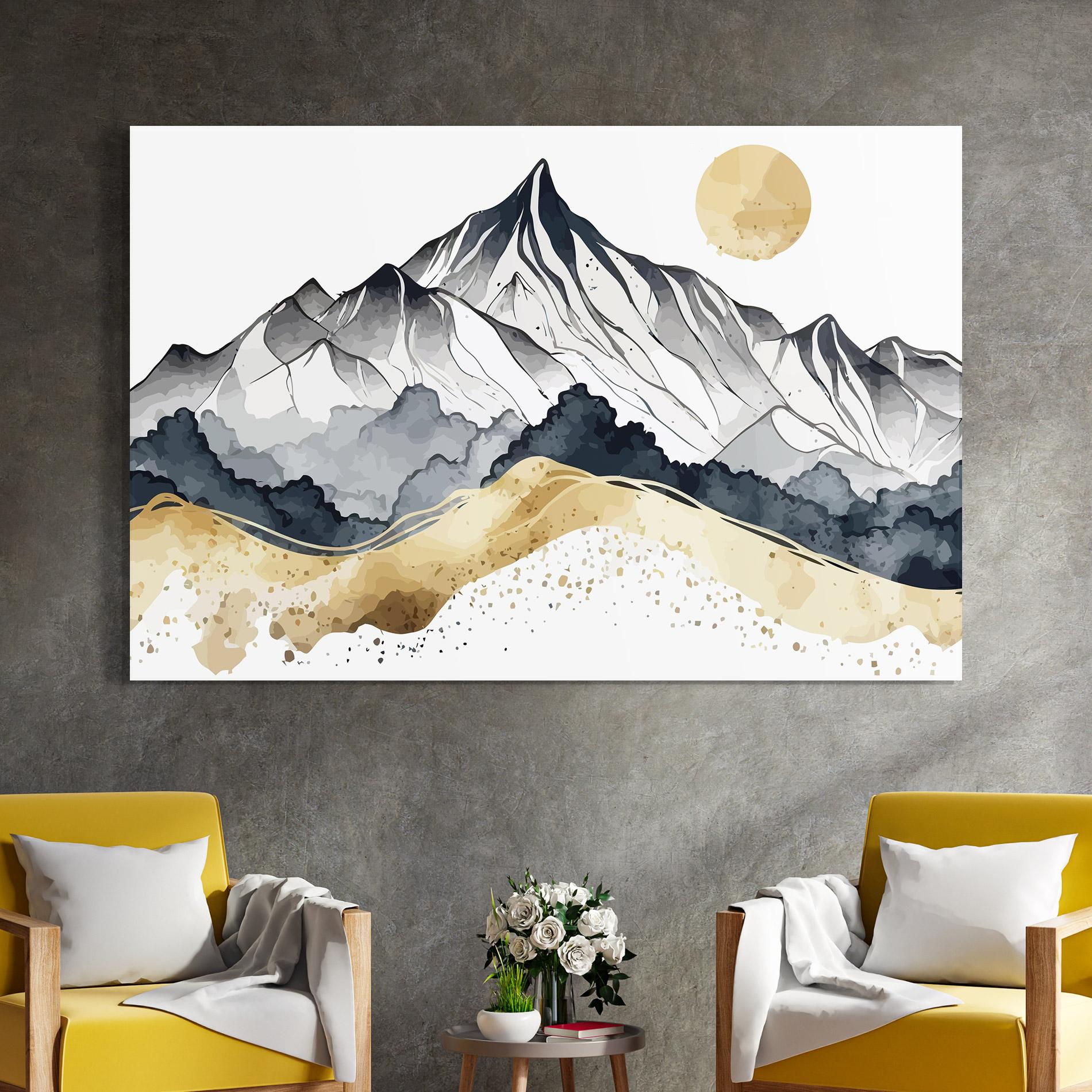 Üvegkép Grey Gold Mountain mockup 4