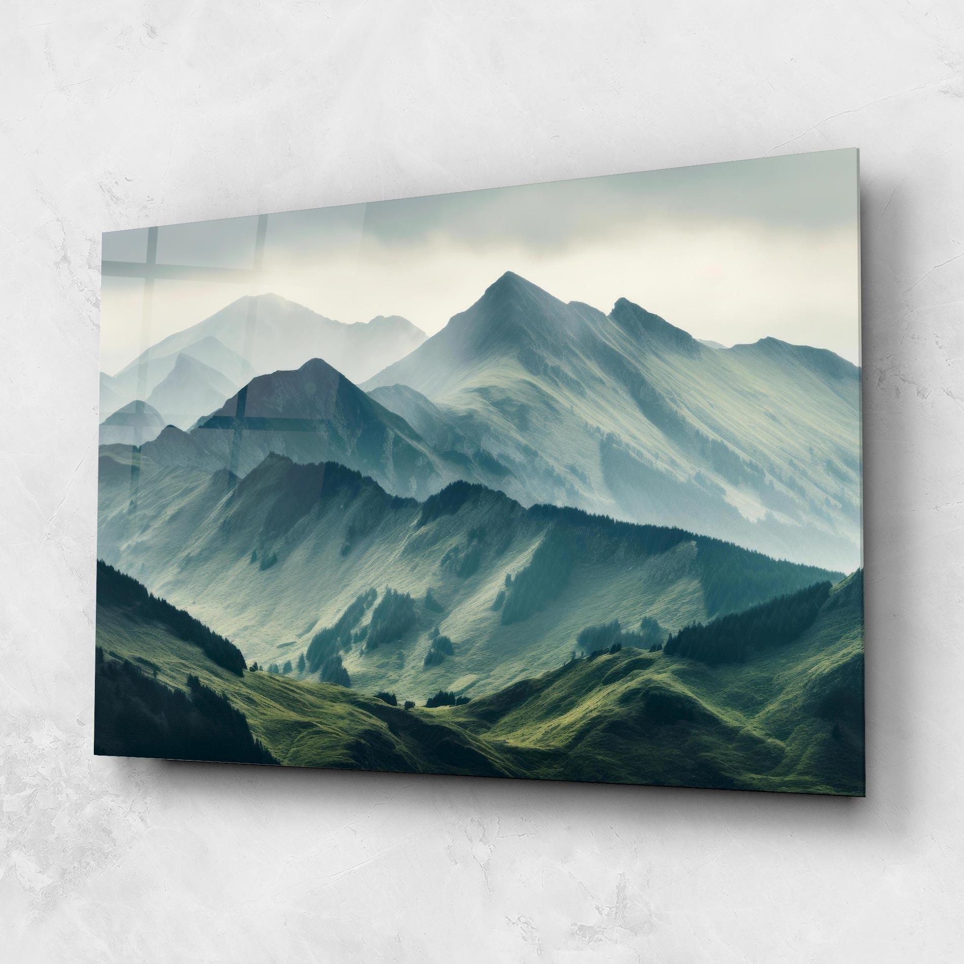 Üvegkép Amazing Foggy Mountain mockup 1