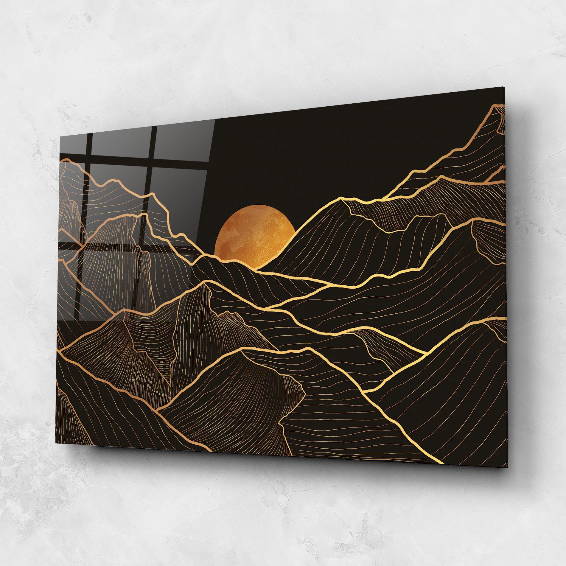 Üvegkép Black Gold Mountains mockup 1