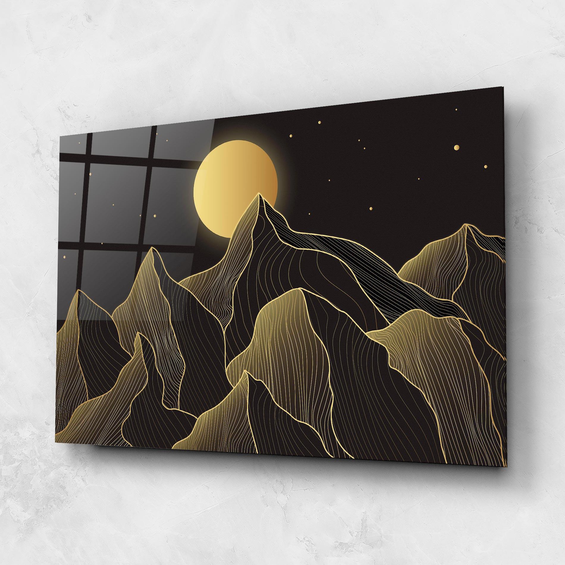 Üvegkép Gold Shiny Moon mockup 1