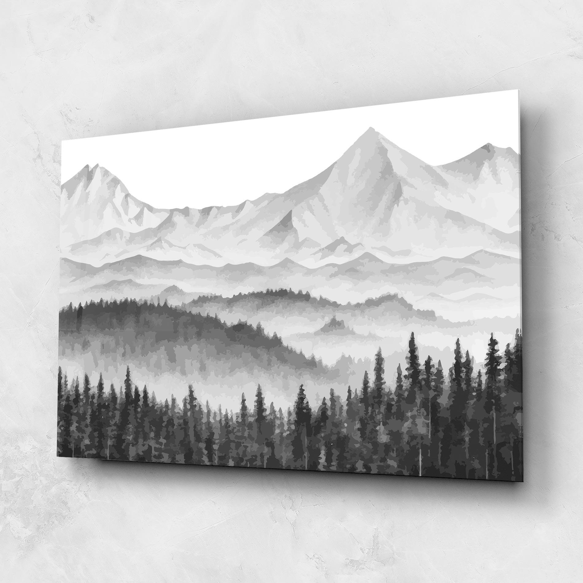 Üvegkép Grey Mountain Drawing mockup 1