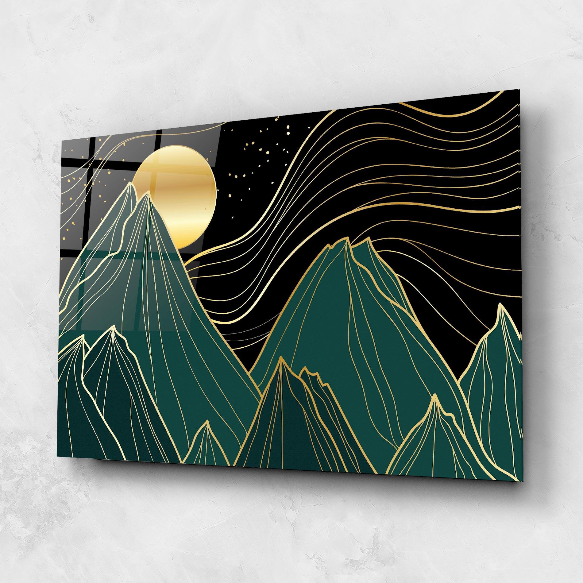 Üvegkép Mountain Gold Moon mockup 1