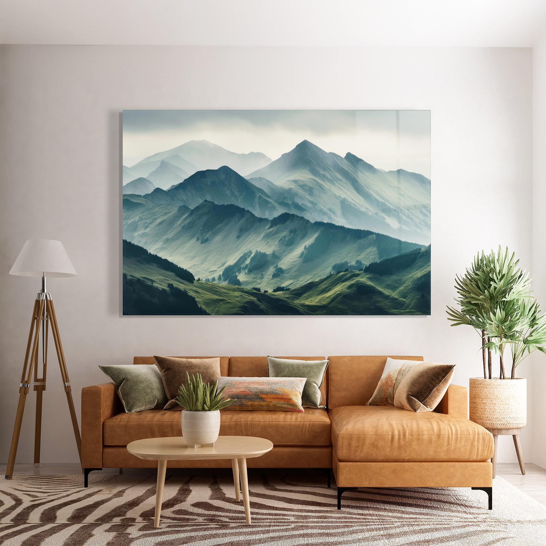 Üvegkép Amazing Foggy Mountain mockup 7