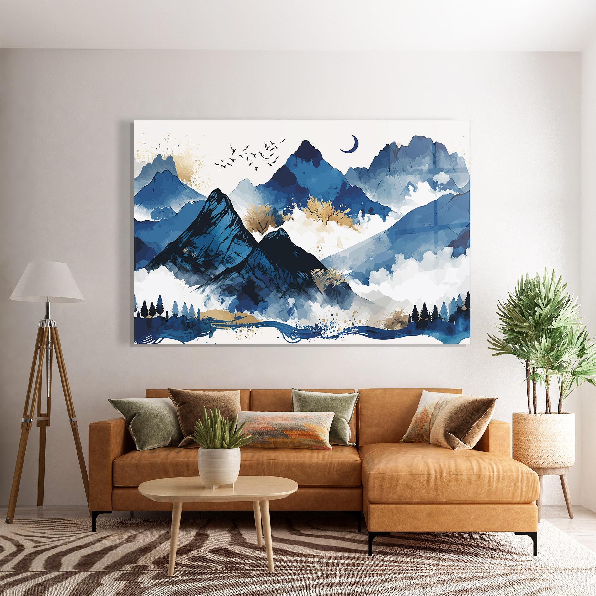 Üvegkép Blue Mountain Moon mockup 7