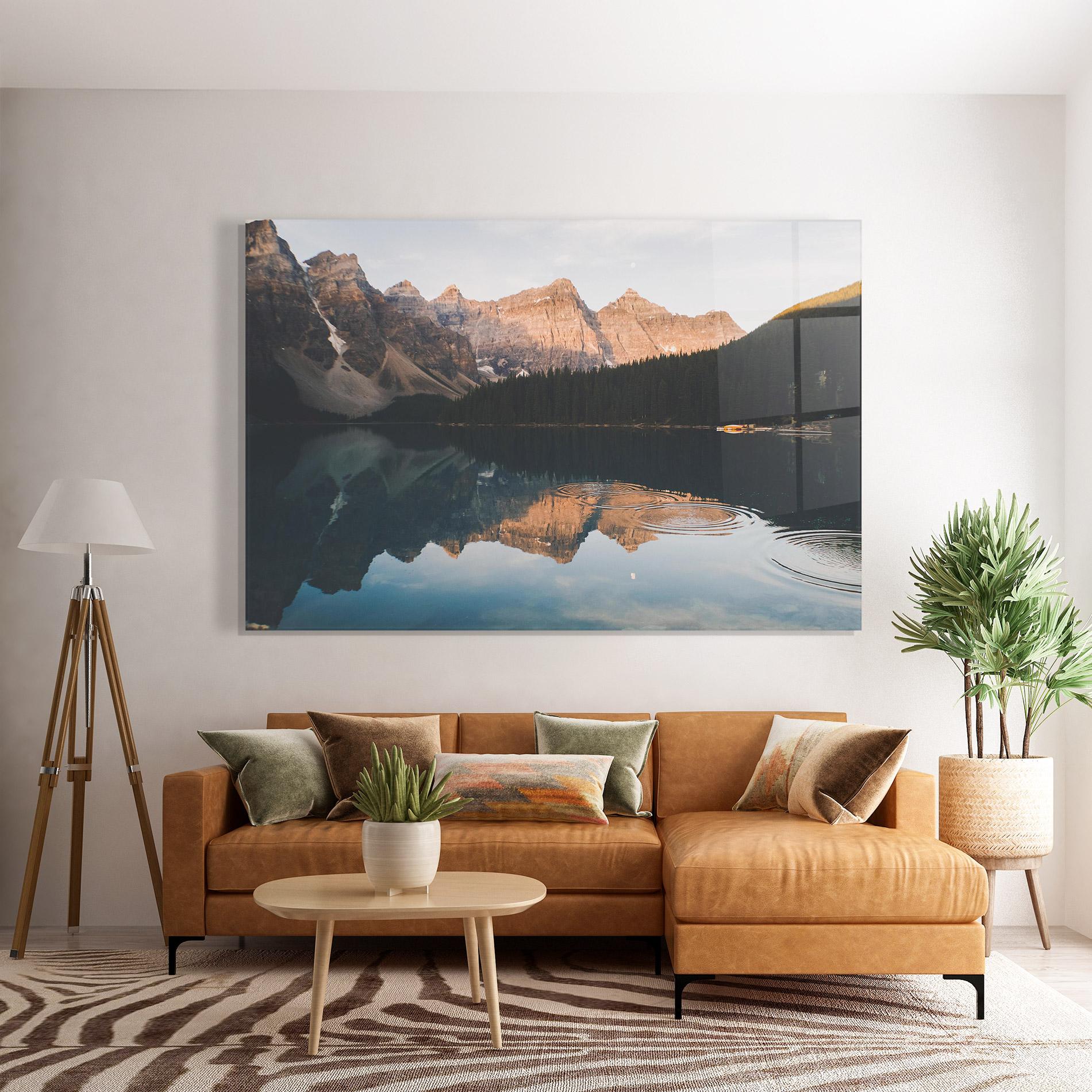 Üvegkép Brown Mountain Lake mockup 7