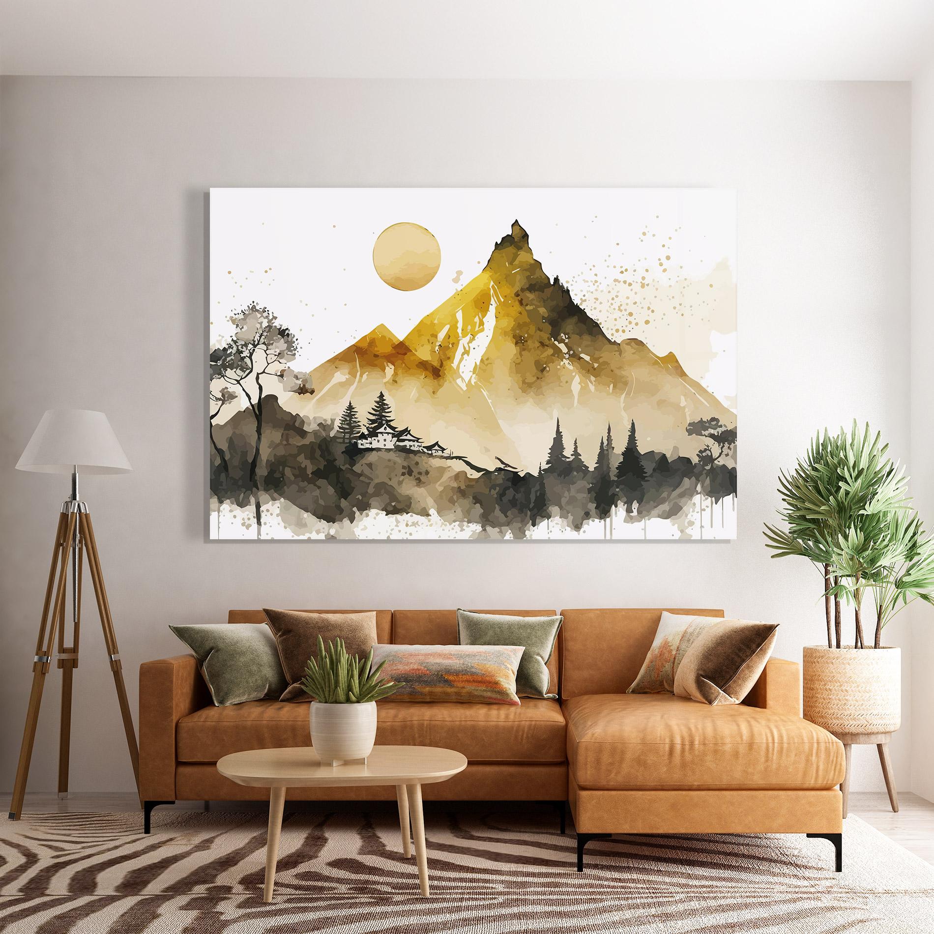 Üvegkép Gold Mountain Art mockup 7