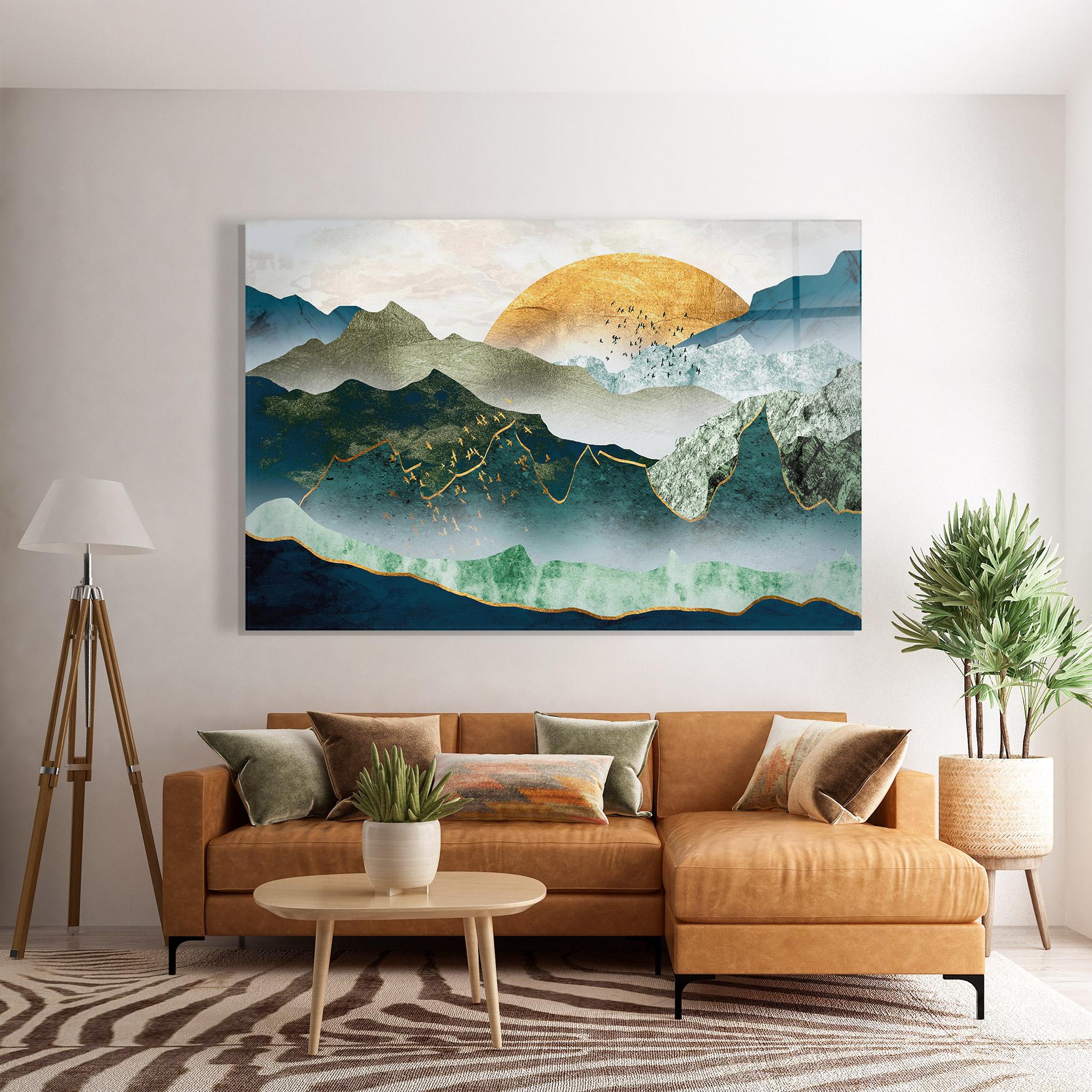 Üvegkép Golden Mountains mockup 7