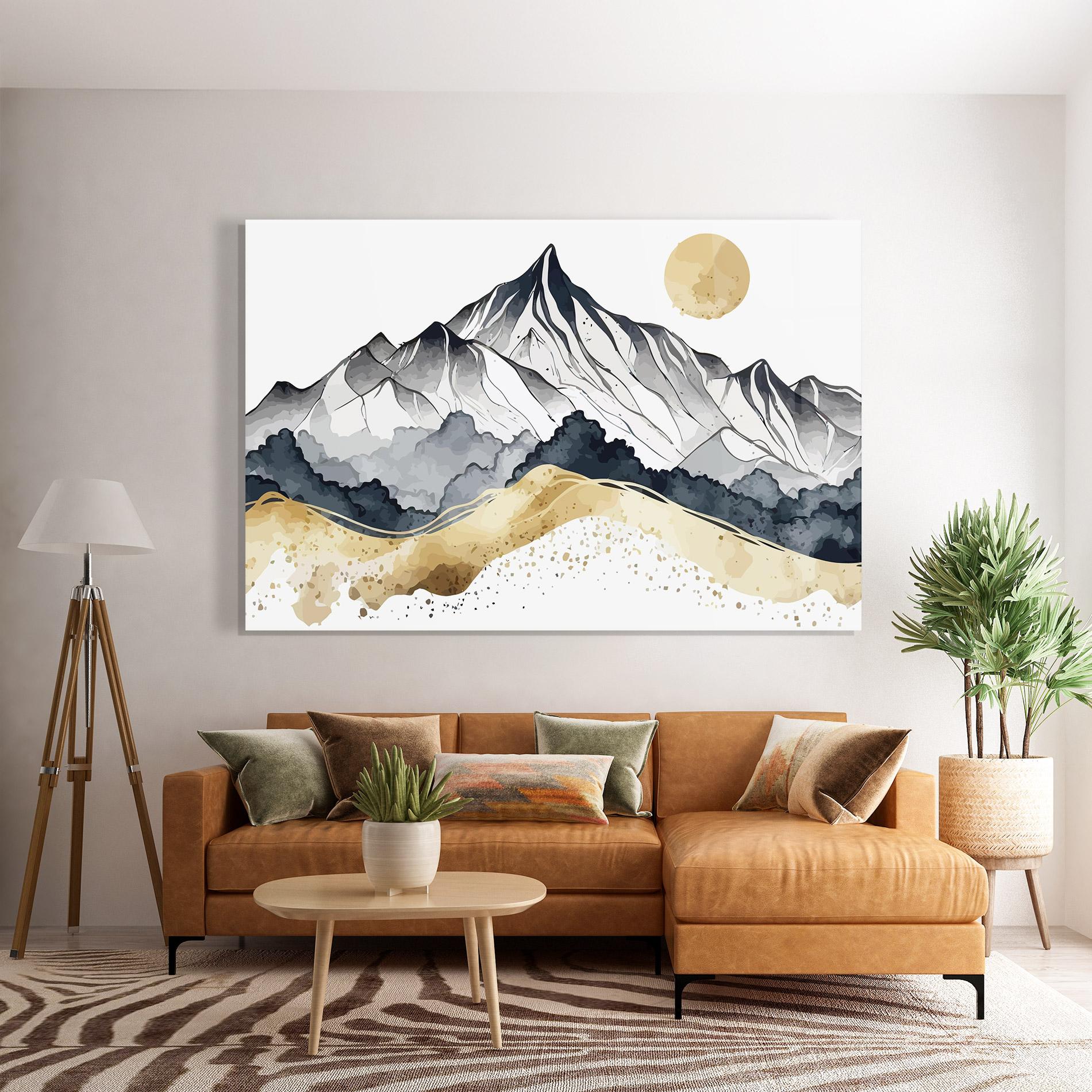 Üvegkép Grey Gold Mountain mockup 7