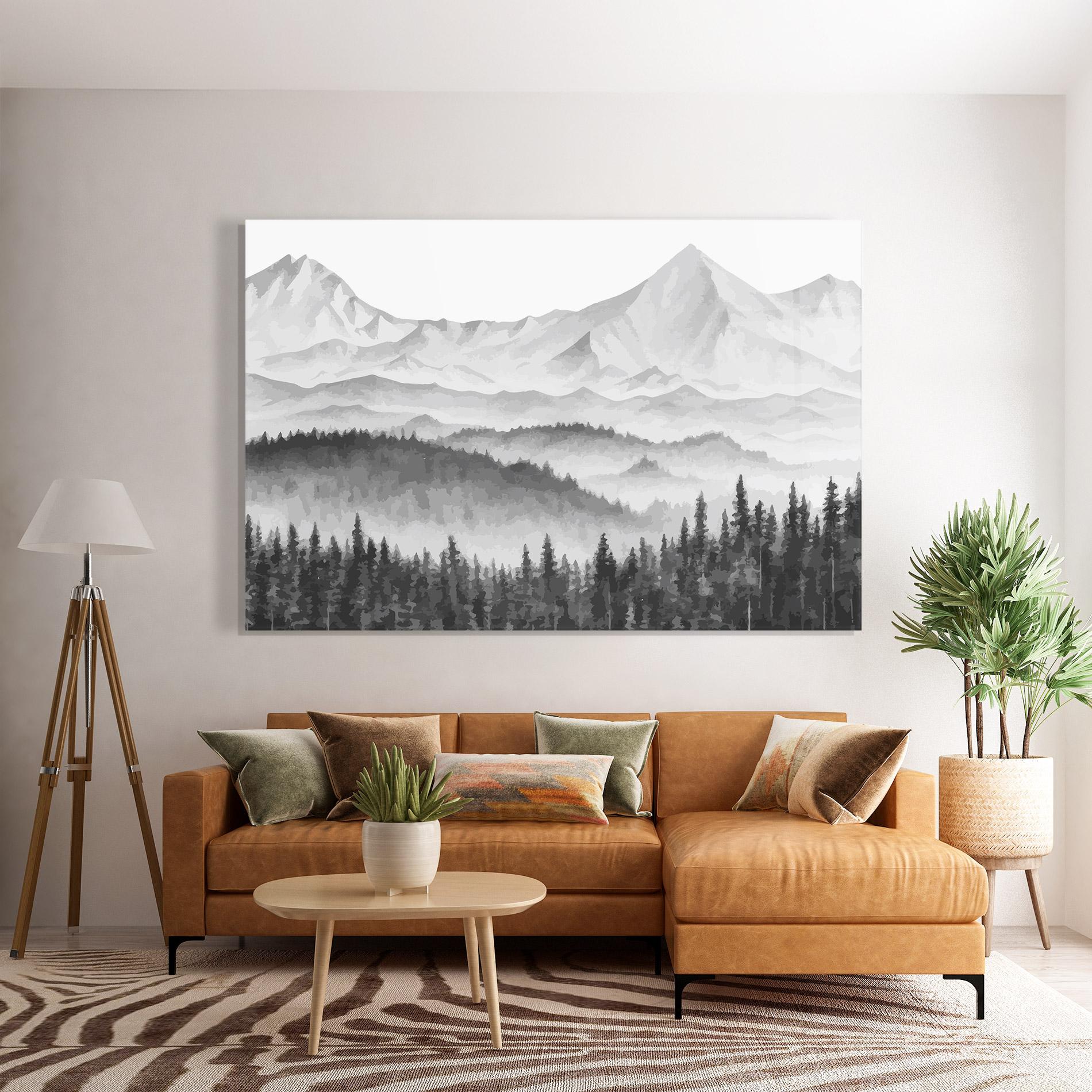 Üvegkép Grey Mountain Drawing mockup 7
