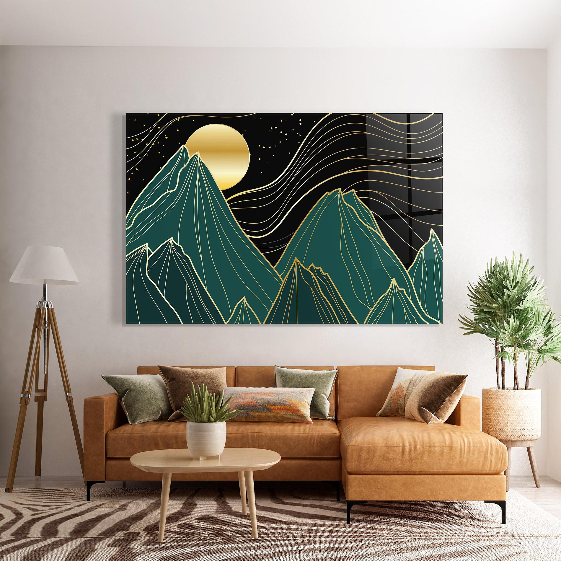 Üvegkép Mountain Gold Moon mockup 7