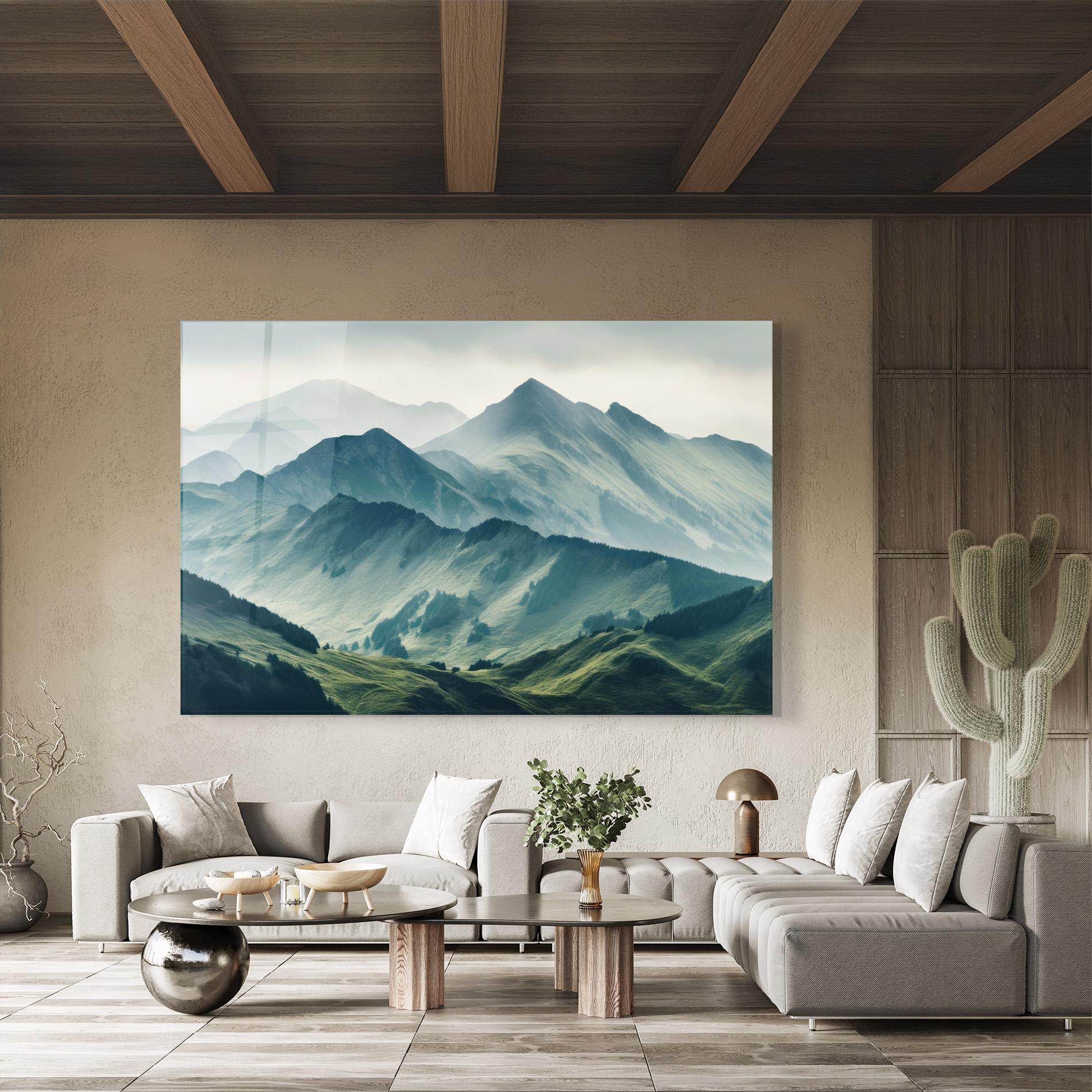 Üvegkép Amazing Foggy Mountain mockup 8