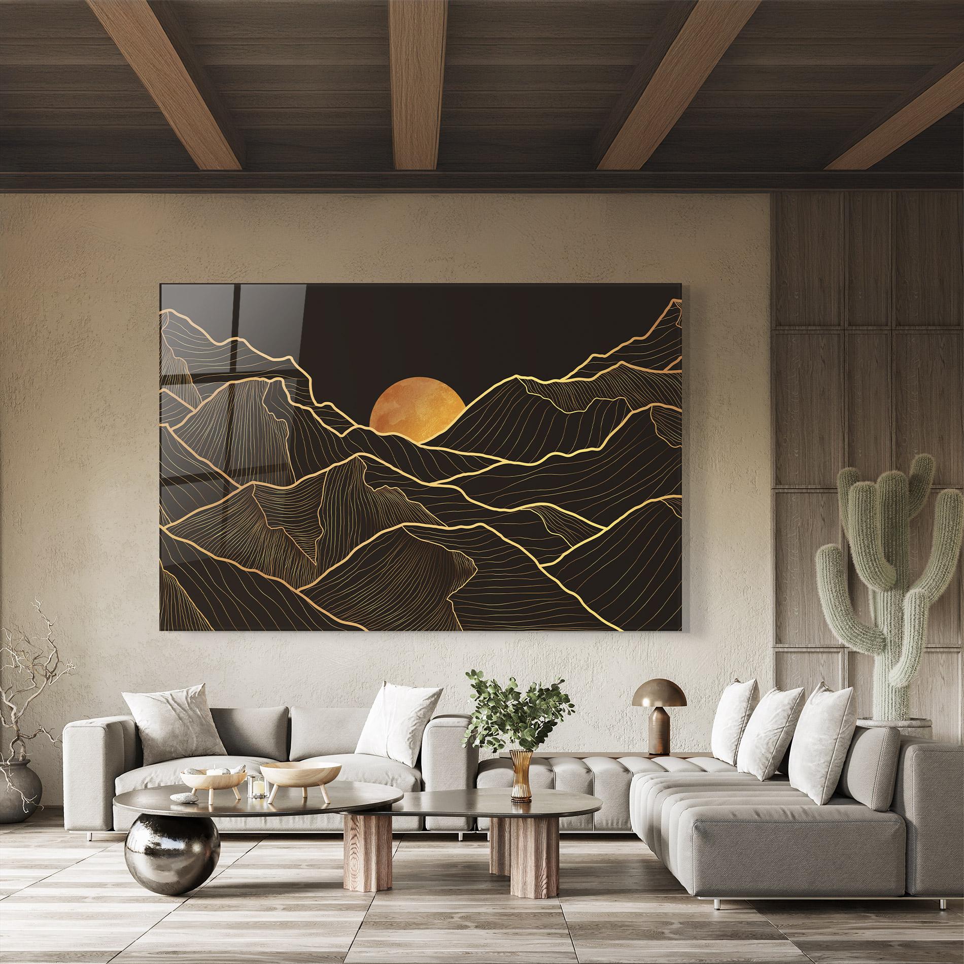Üvegkép Black Gold Mountains mockup 8