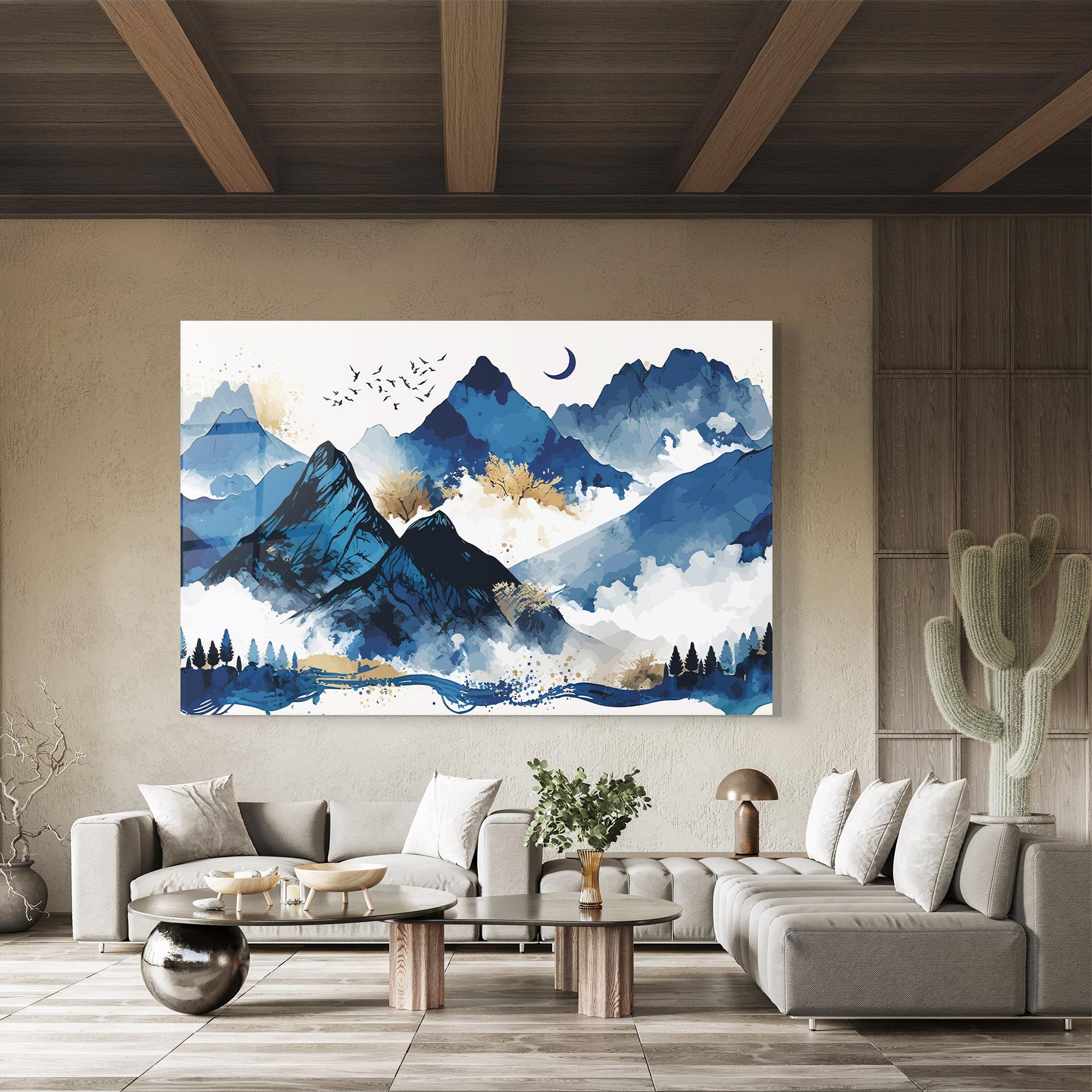 Üvegkép Blue Mountain Moon mockup 8