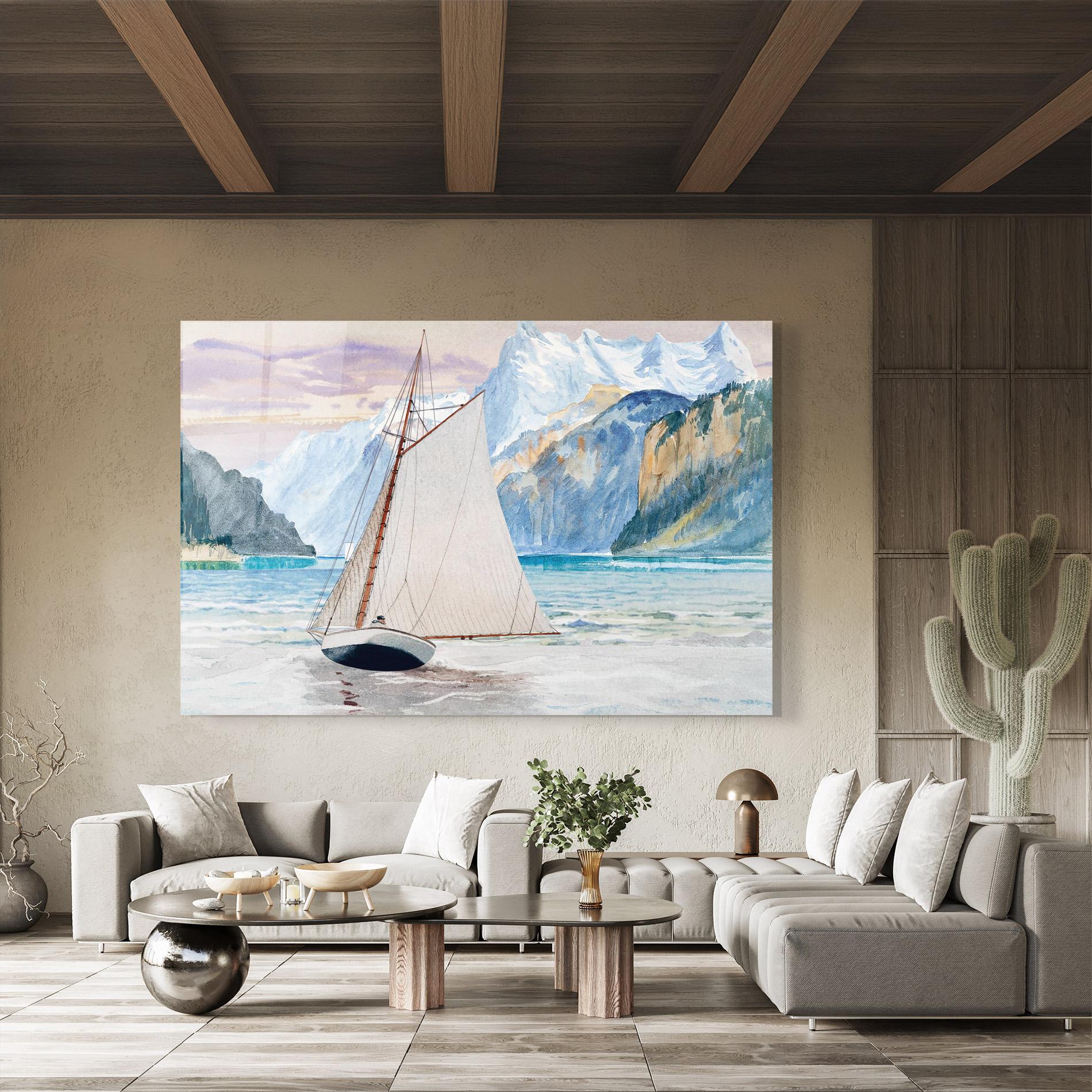 Üvegkép Boat Mountain View mockup 8