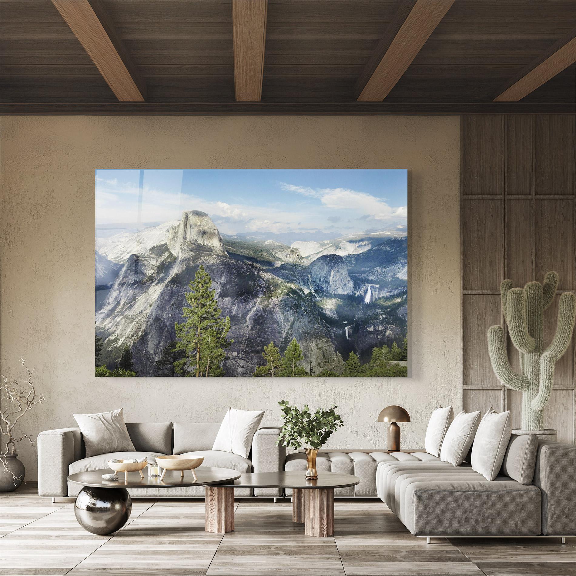 Üvegkép Foggy Day Mountain mockup 8