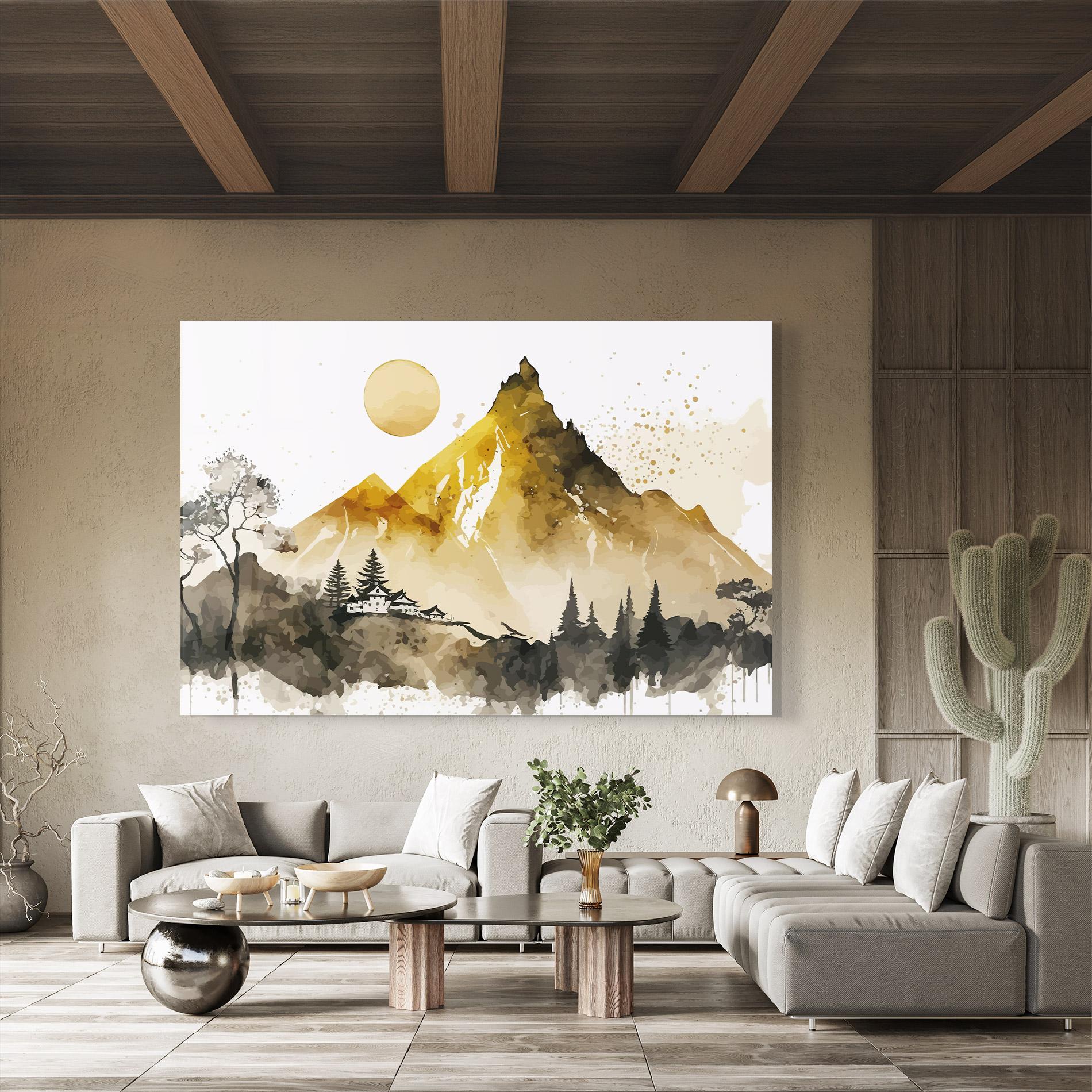 Üvegkép Gold Mountain Art mockup 8
