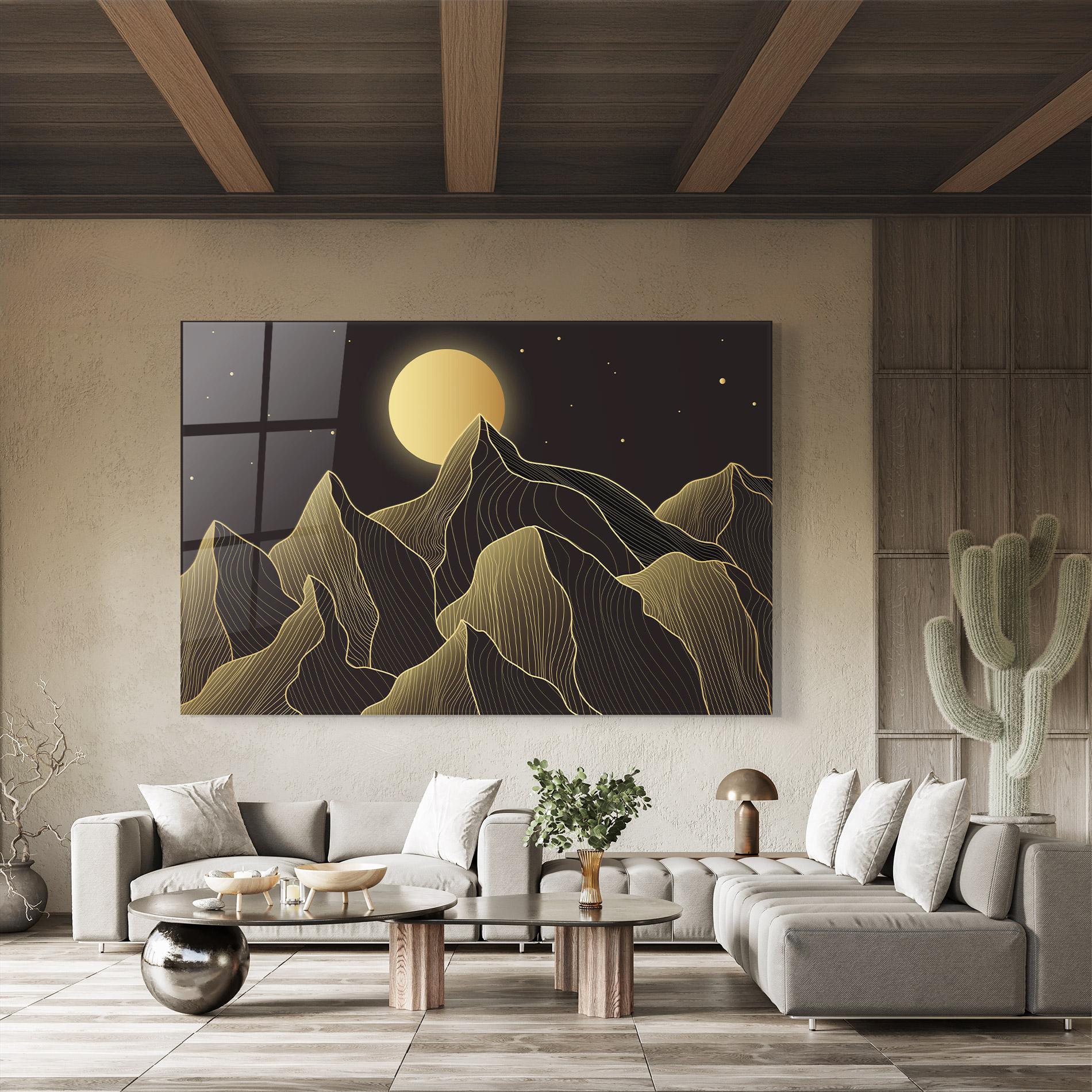 Üvegkép Gold Shiny Moon mockup 8