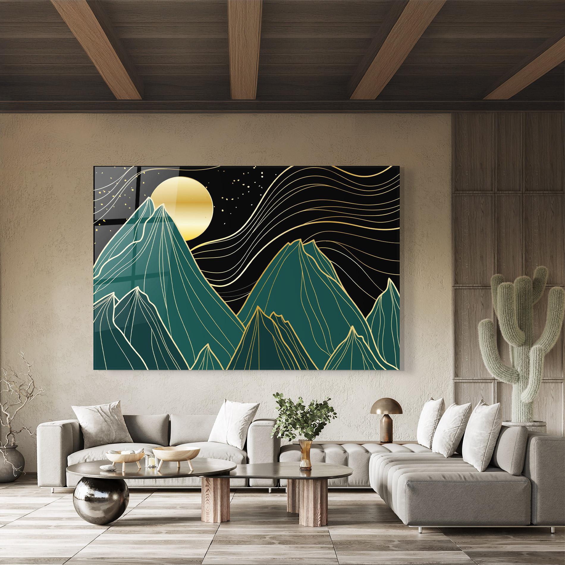 Üvegkép Mountain Gold Moon mockup 8