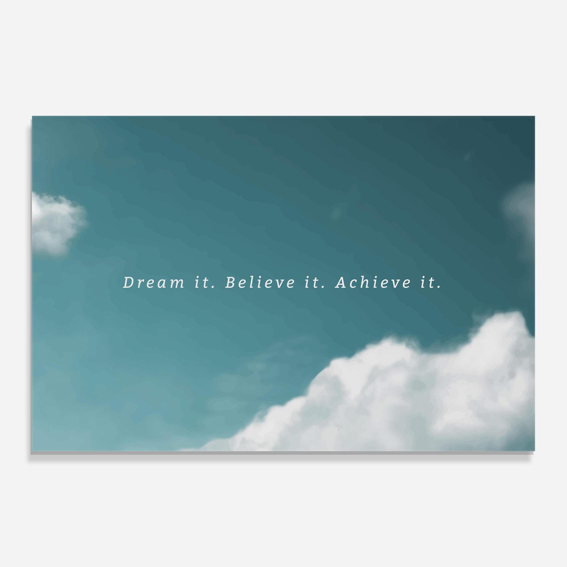 Üvegkép Clouds Text Green mockup 0