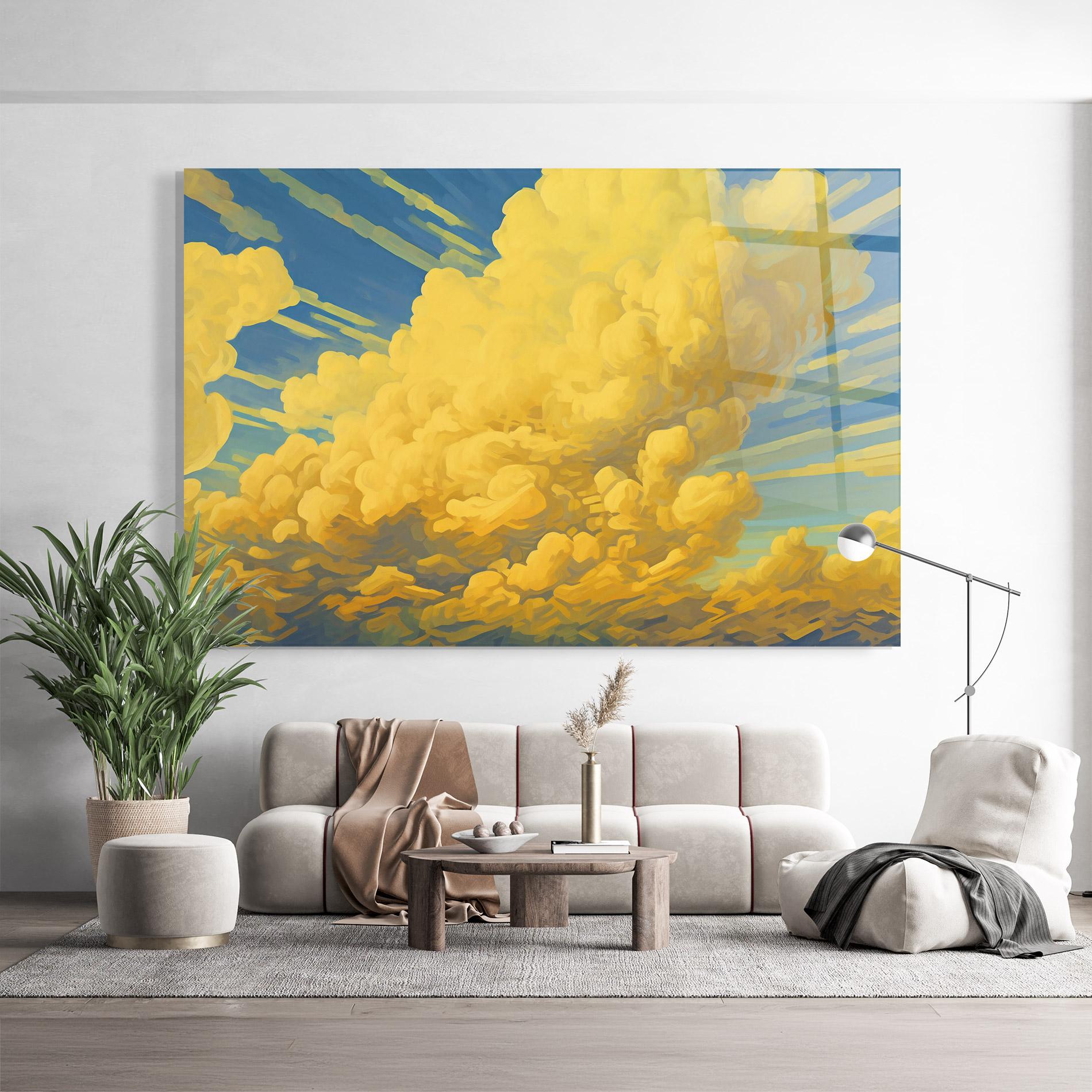 Üvegkép Big Yellow Cloud Art mockup 9