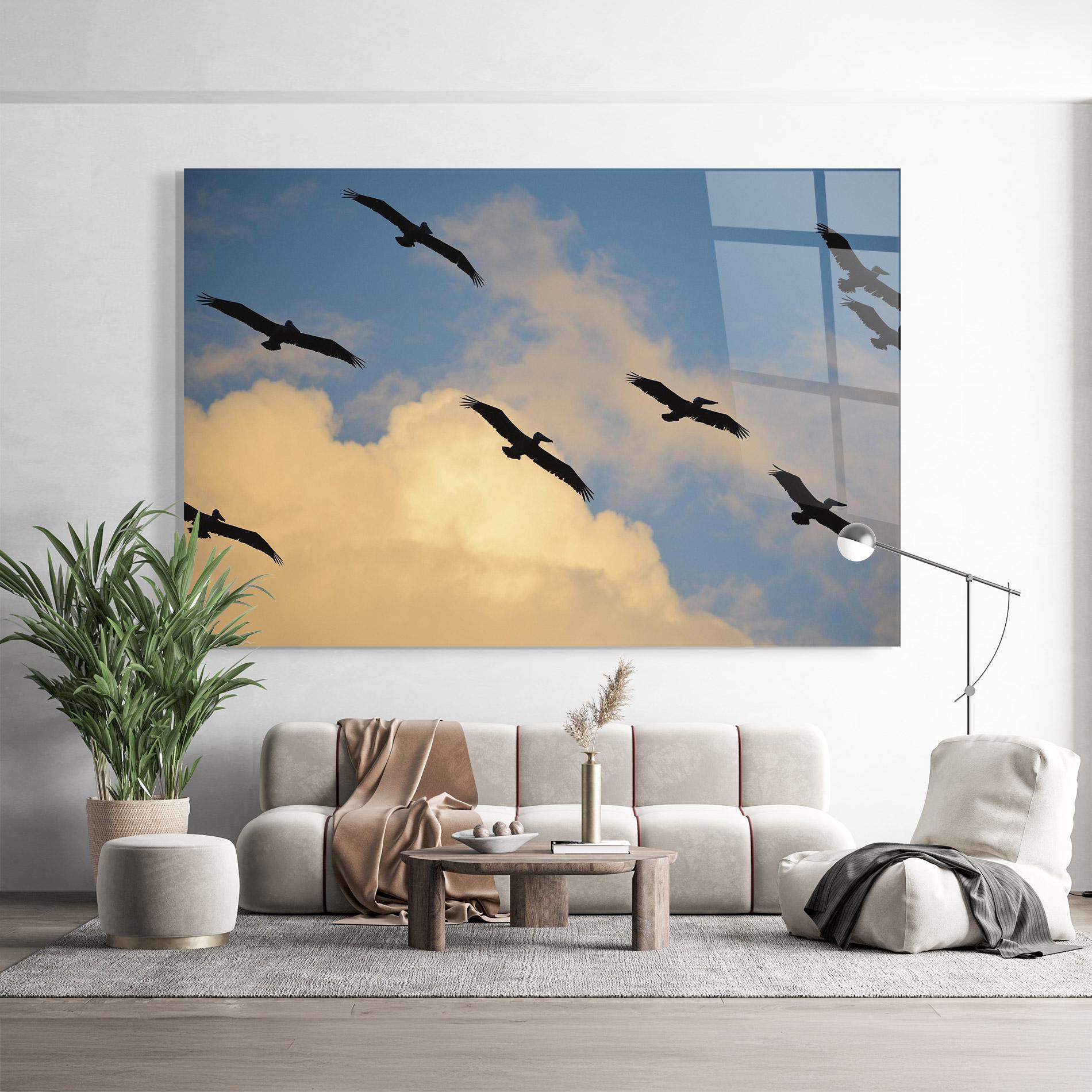 Üvegkép Bird Shilouette Cloud mockup 9