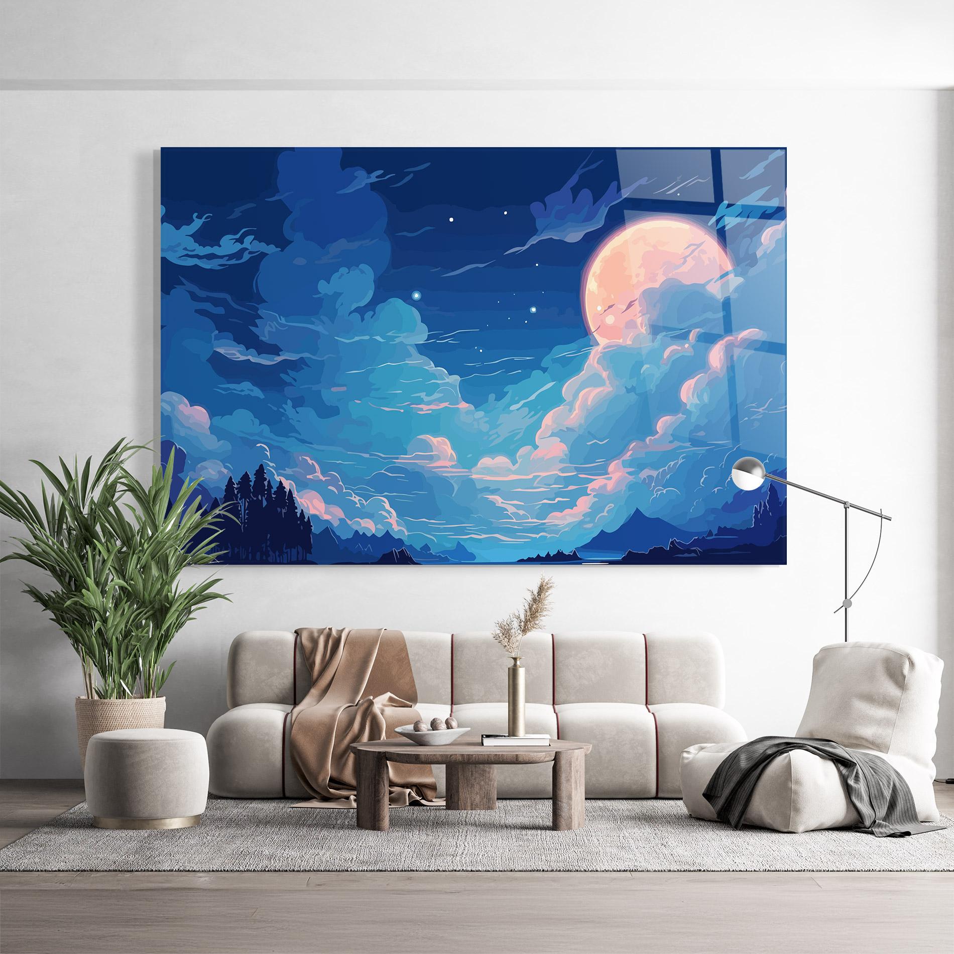 Üvegkép Blue Cloud Moon mockup 9