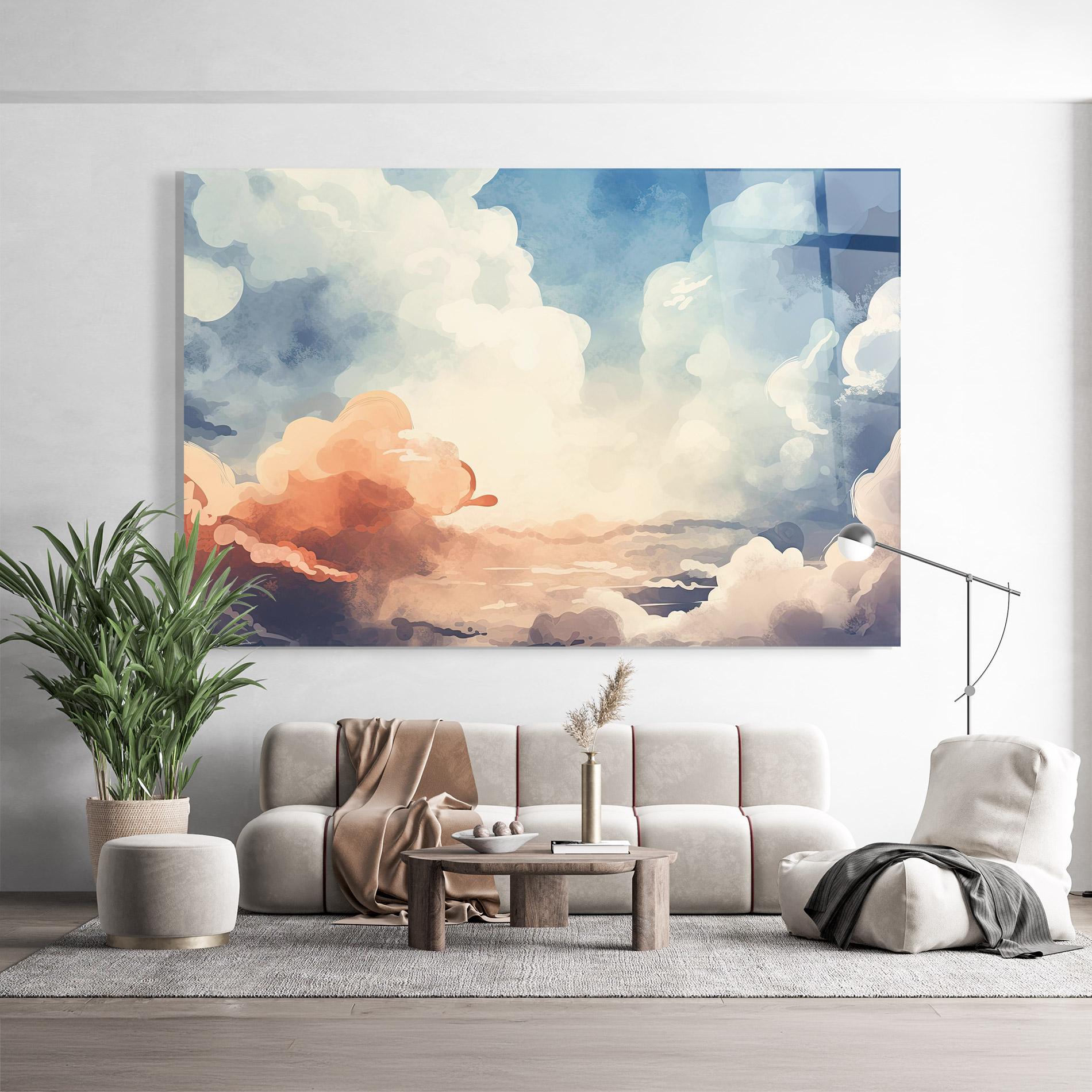 Üvegkép Clouds Painting mockup 9