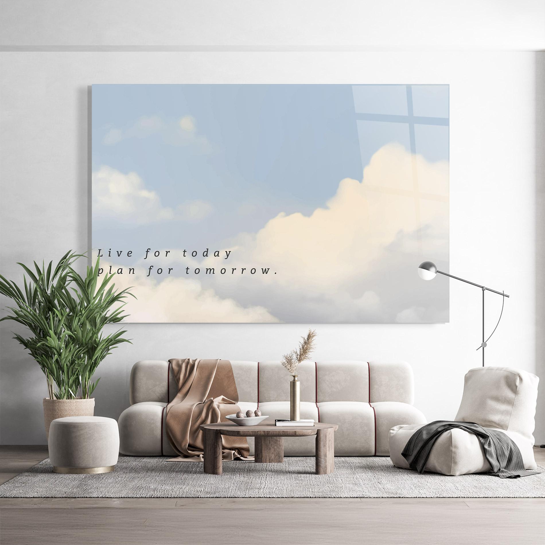 Üvegkép Clouds Text Blue mockup 9